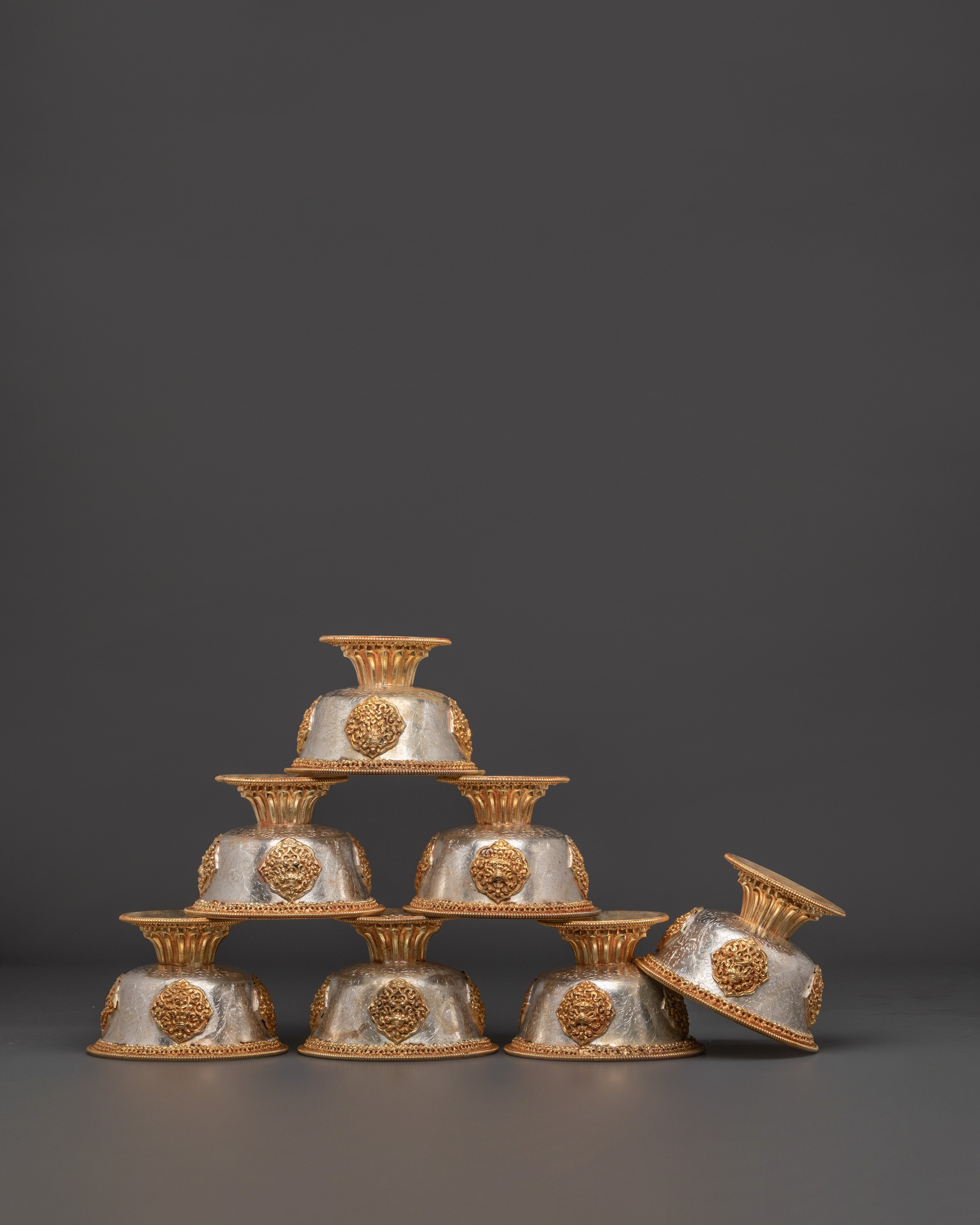 Tibetan Ritual Offering Bowl Set | Sacred Buddhist Altar Decor