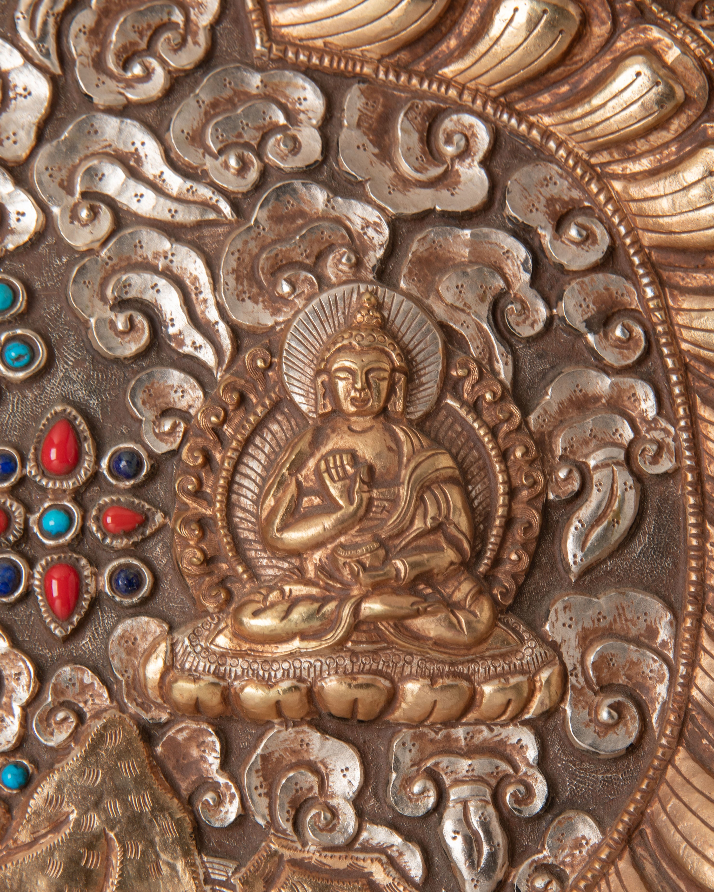 Handcrafted Five Buddha Wall Hanging | Spiritual Art for Meditation & Altar