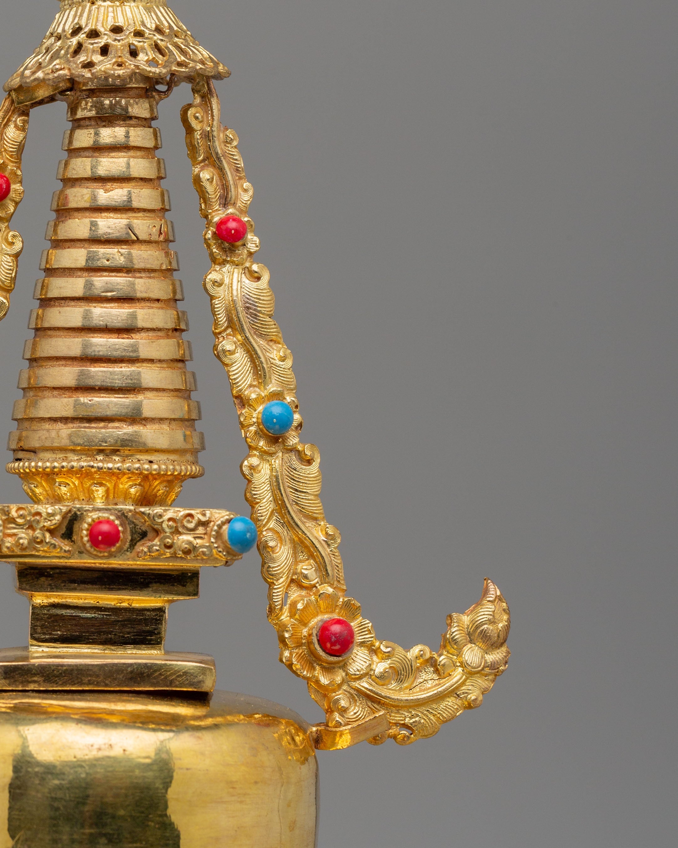 Handcrafted Gold Plated Parinirvana Stupa | Tibetan Sacred Symbol