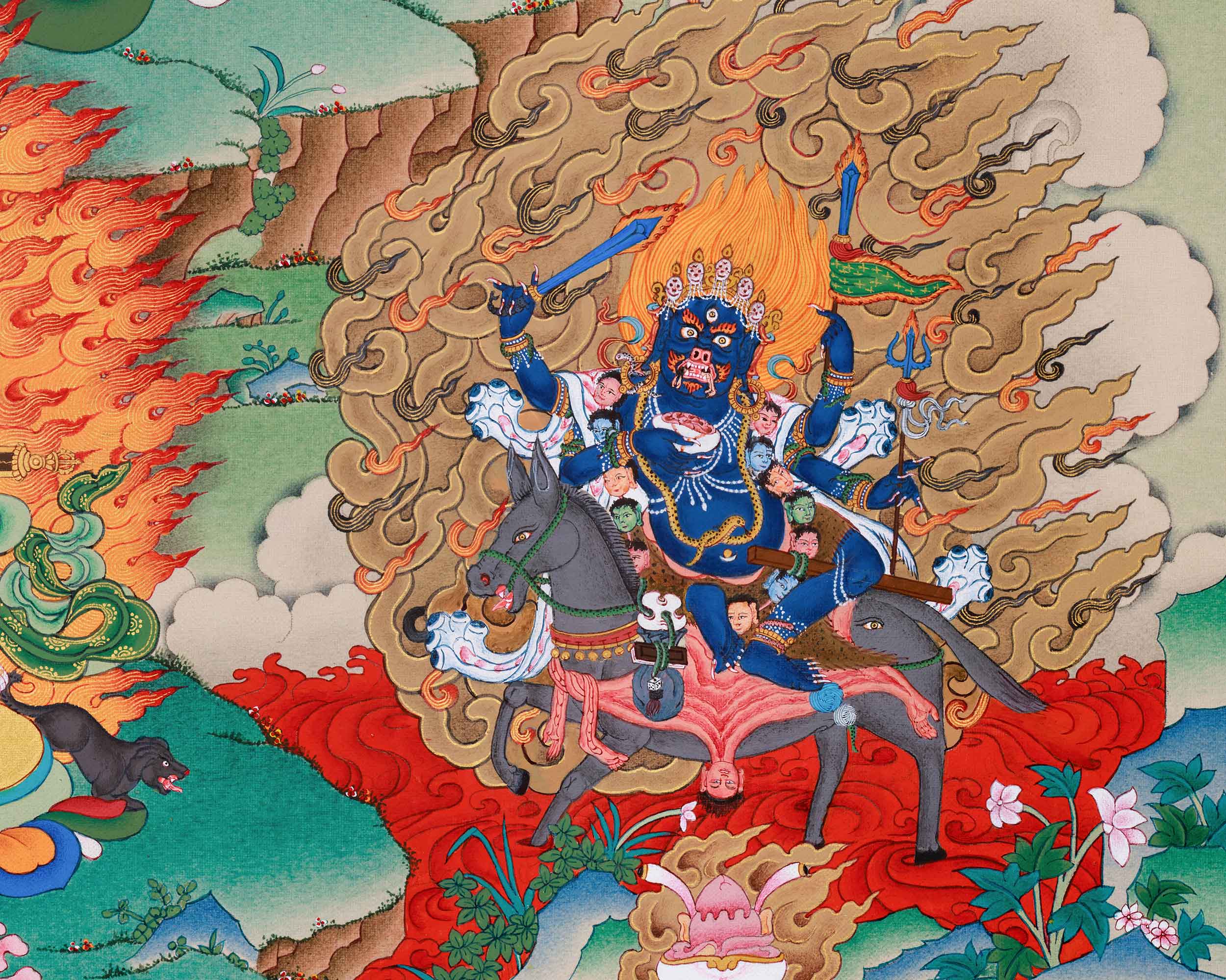 Wrathful Deity Hevajra Thangka Print | Great Compassion and Enlightened Wisdom