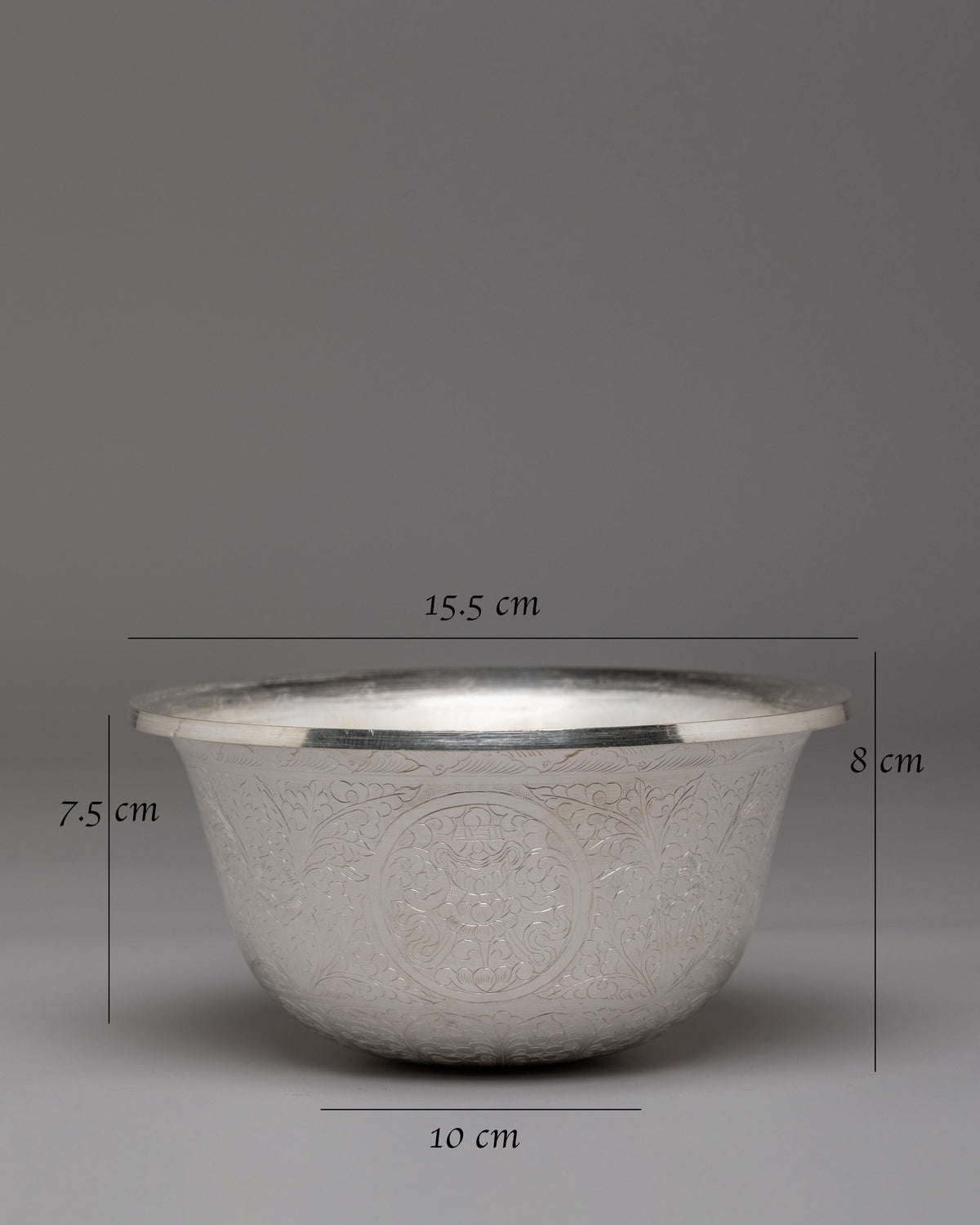 Himalayan Ritual Offering Bowl Set | White Metal Buddhist Altar Bowls