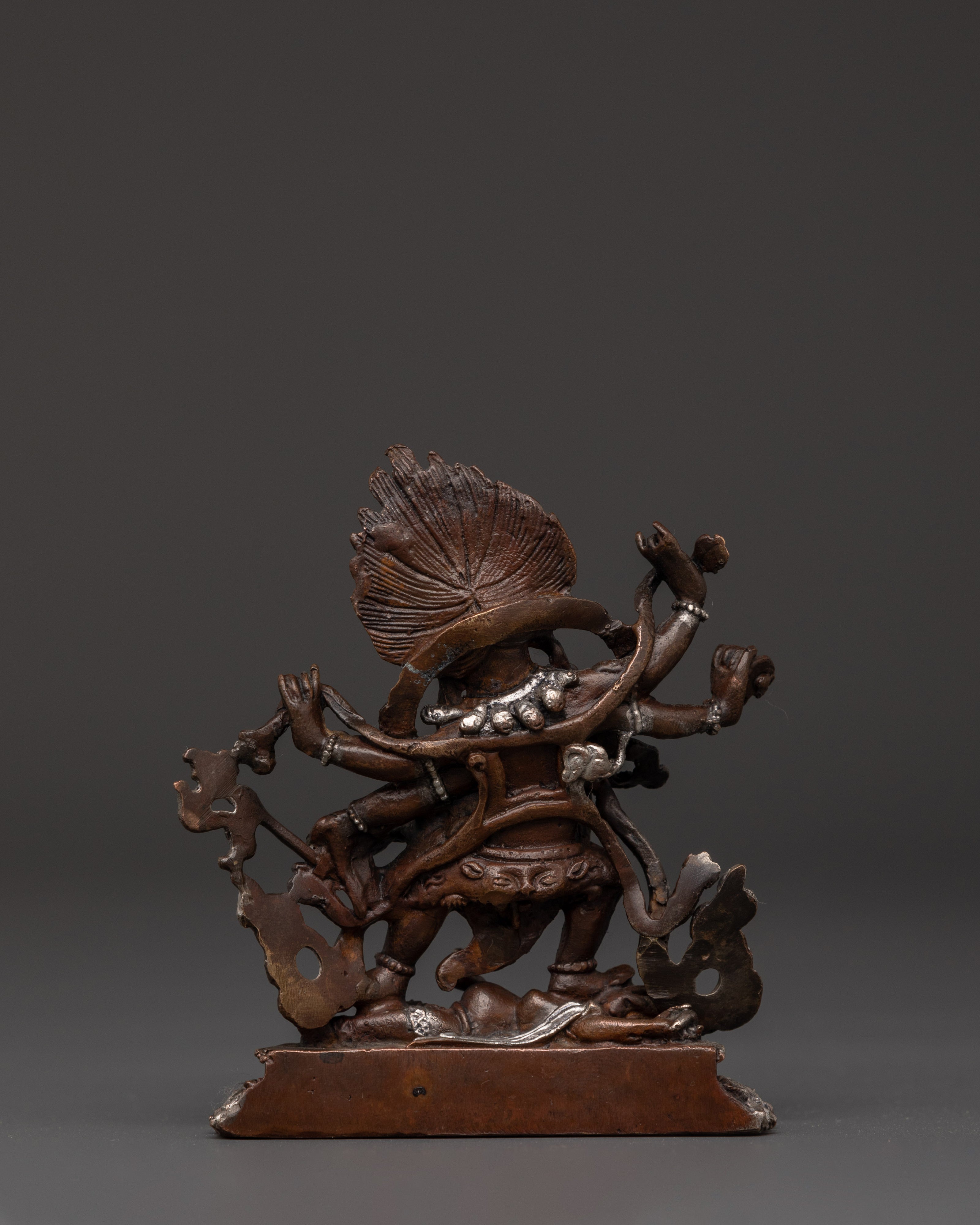 Oxidized Copper Six-Armed Mahakala Statue | Tibetan Fierce Protector