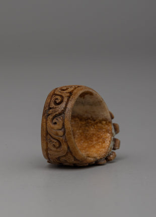Intricately Hand-Carved Buffalo Bone Ring | Symbol of Elegance and Strength