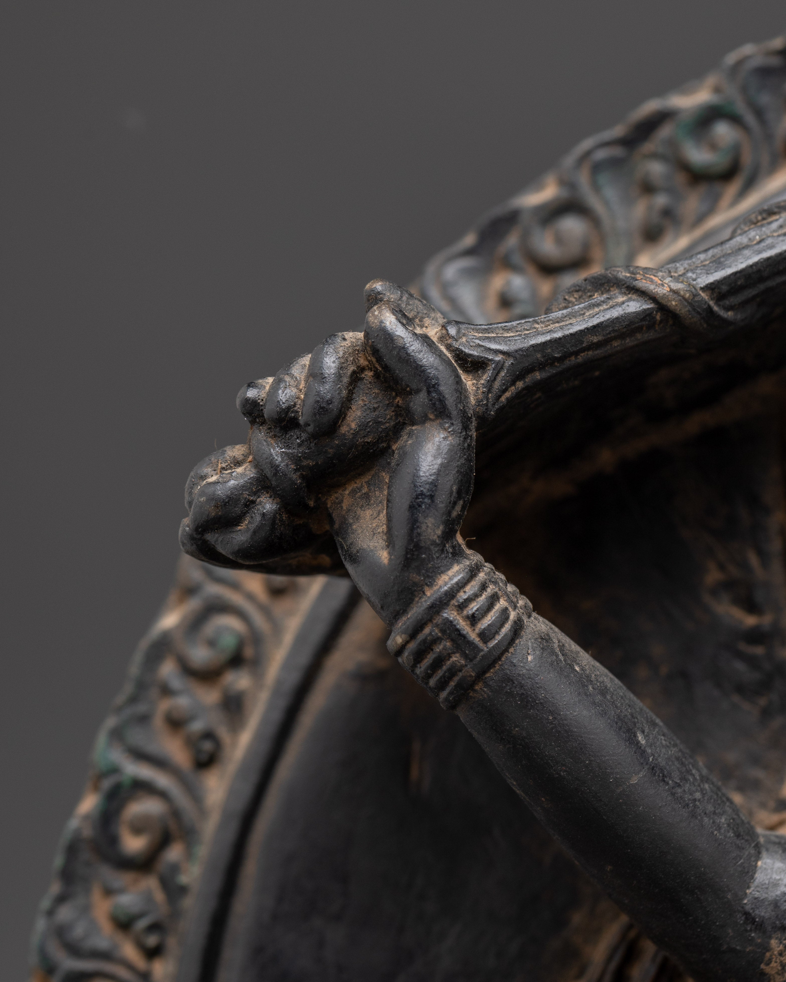 Handmade Statue of Simhanada Manjushri | Fierce Wisdom Deity Powder Stone Sculpture