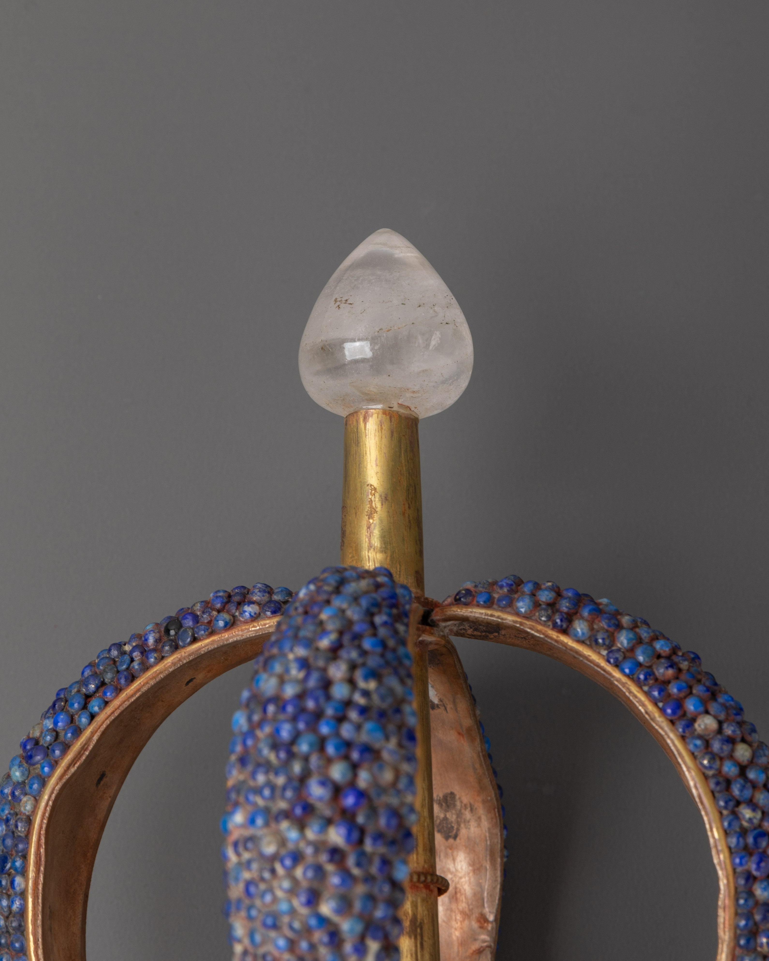 Handmade Ritual Phurba Dagger | Crystal, Copper & Gold Plated Design