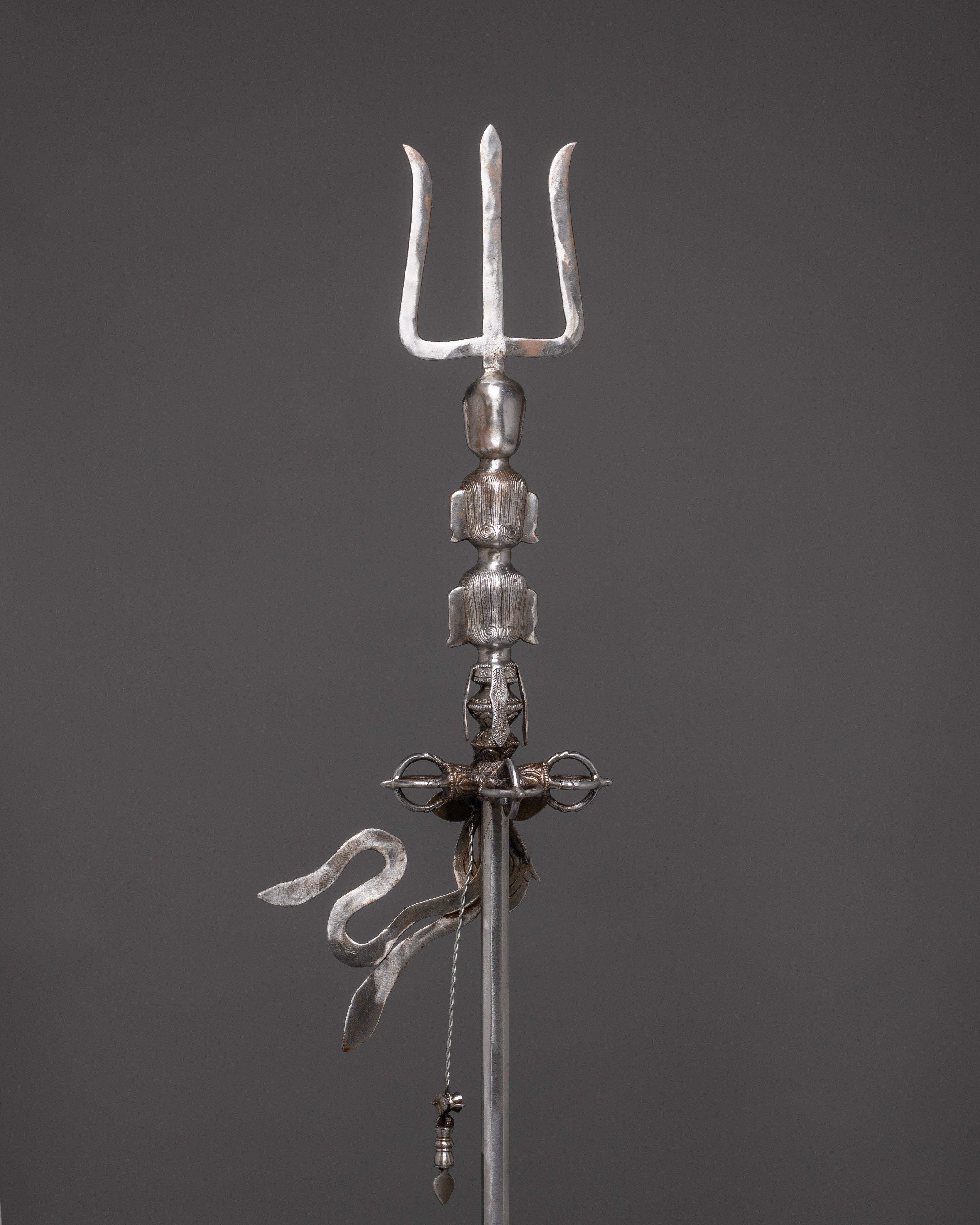 Traditional Tibetan Buddhist Khatvanga | Sacred Ritual Trident Staff