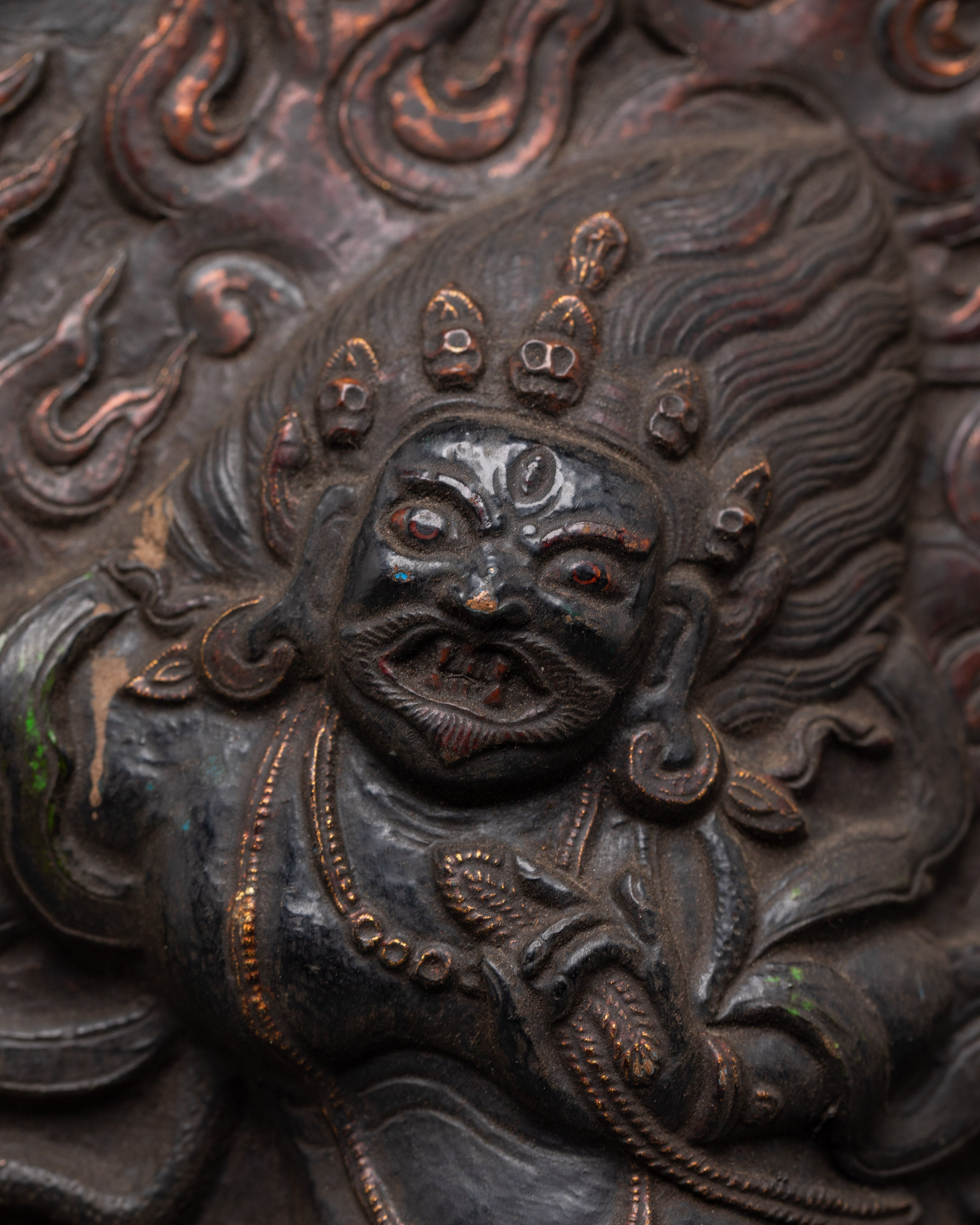 Handcrafted Spiritual Wall Hanging | Brass Vajrapani Fierce Deity Art