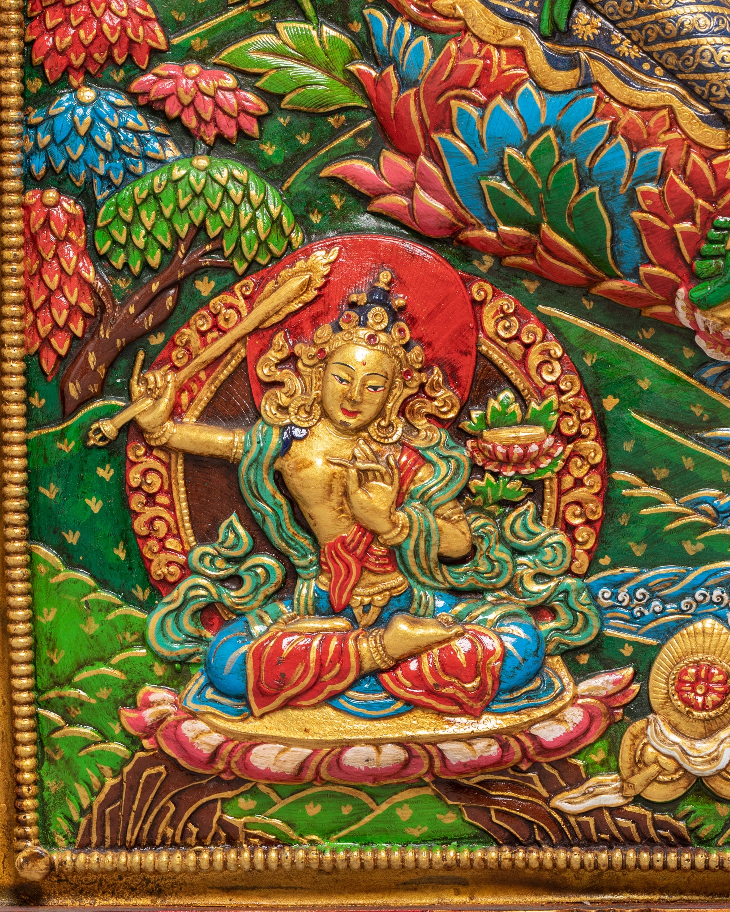 Handmade White Tara Thangka Wall Hanging | Tibetan Buddhist Goddess Art