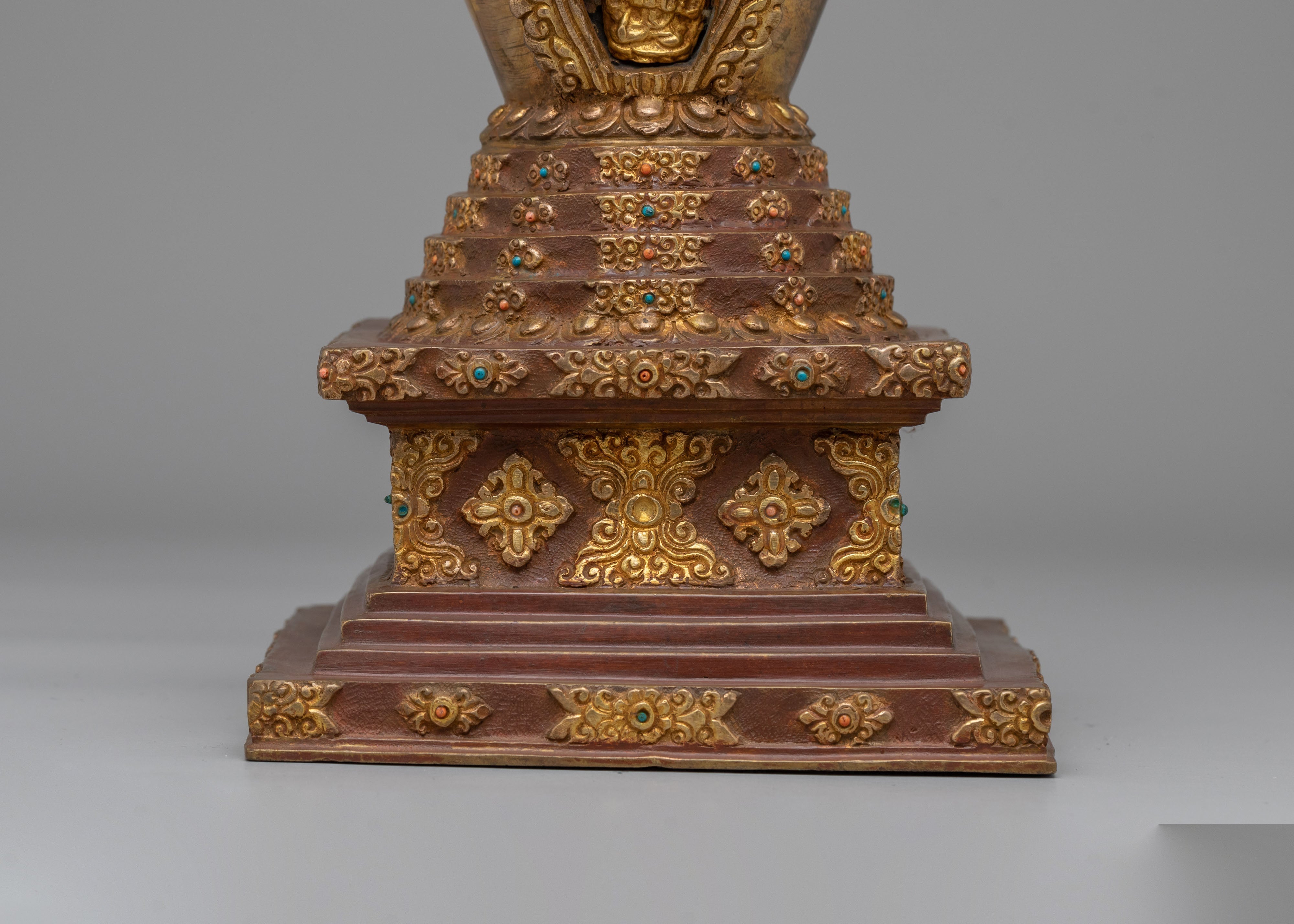 Traditional Altar Lotus Blossom Stupa | Tibetan Buddhist Decor