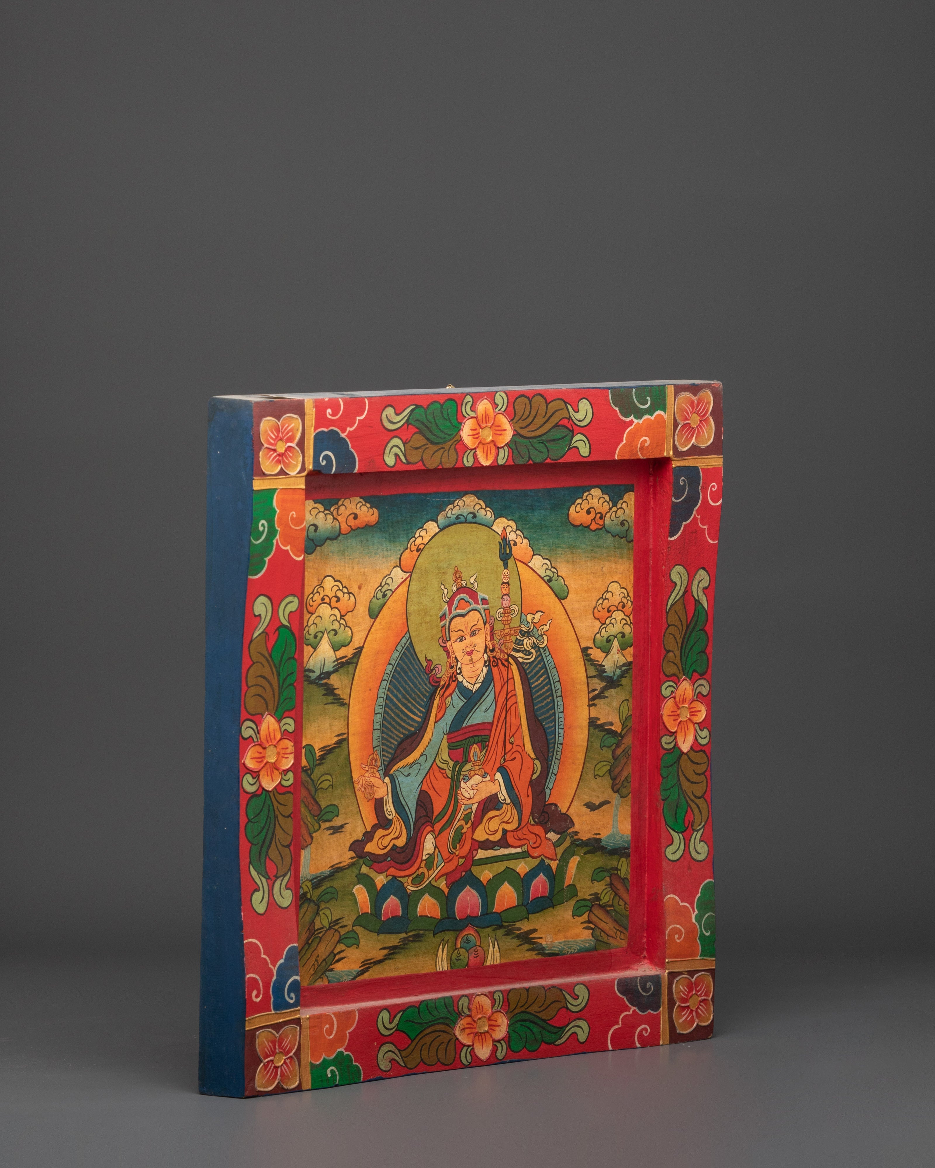 Handcrafted Guru Rinpoche Wall Art | Tibetan Spiritual Home Decor Painting