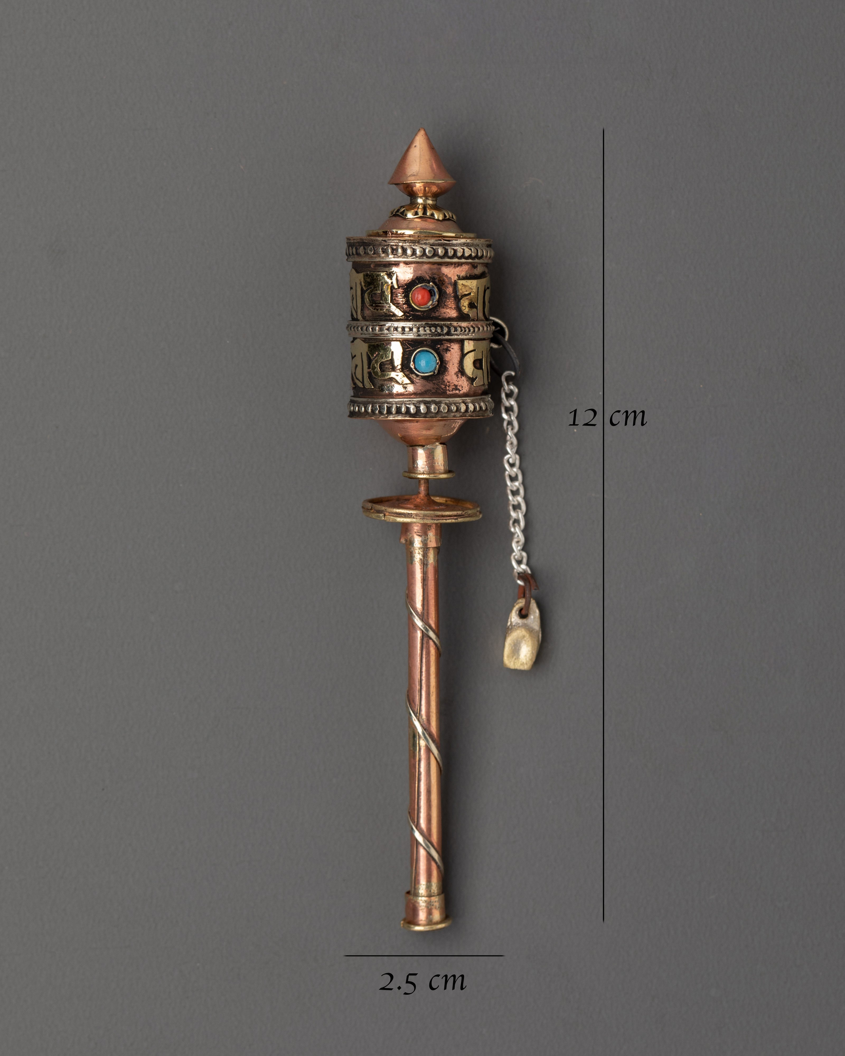 Handcrafted Copper and Brass Tibetan Prayer Wheel | Sacred Mantra Spinner