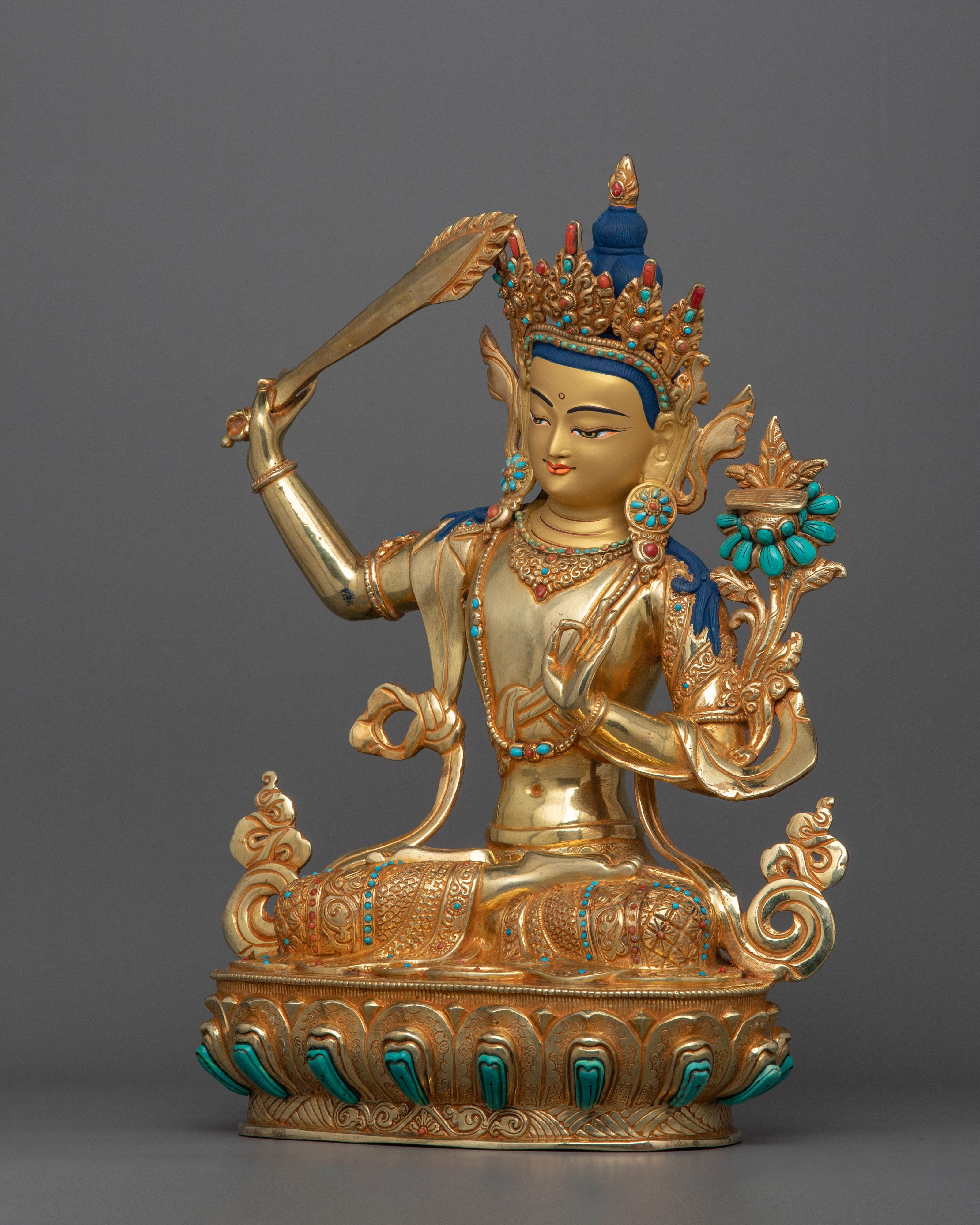 Youthful Appearance of Manjushri Statue | Guardian of Dharma