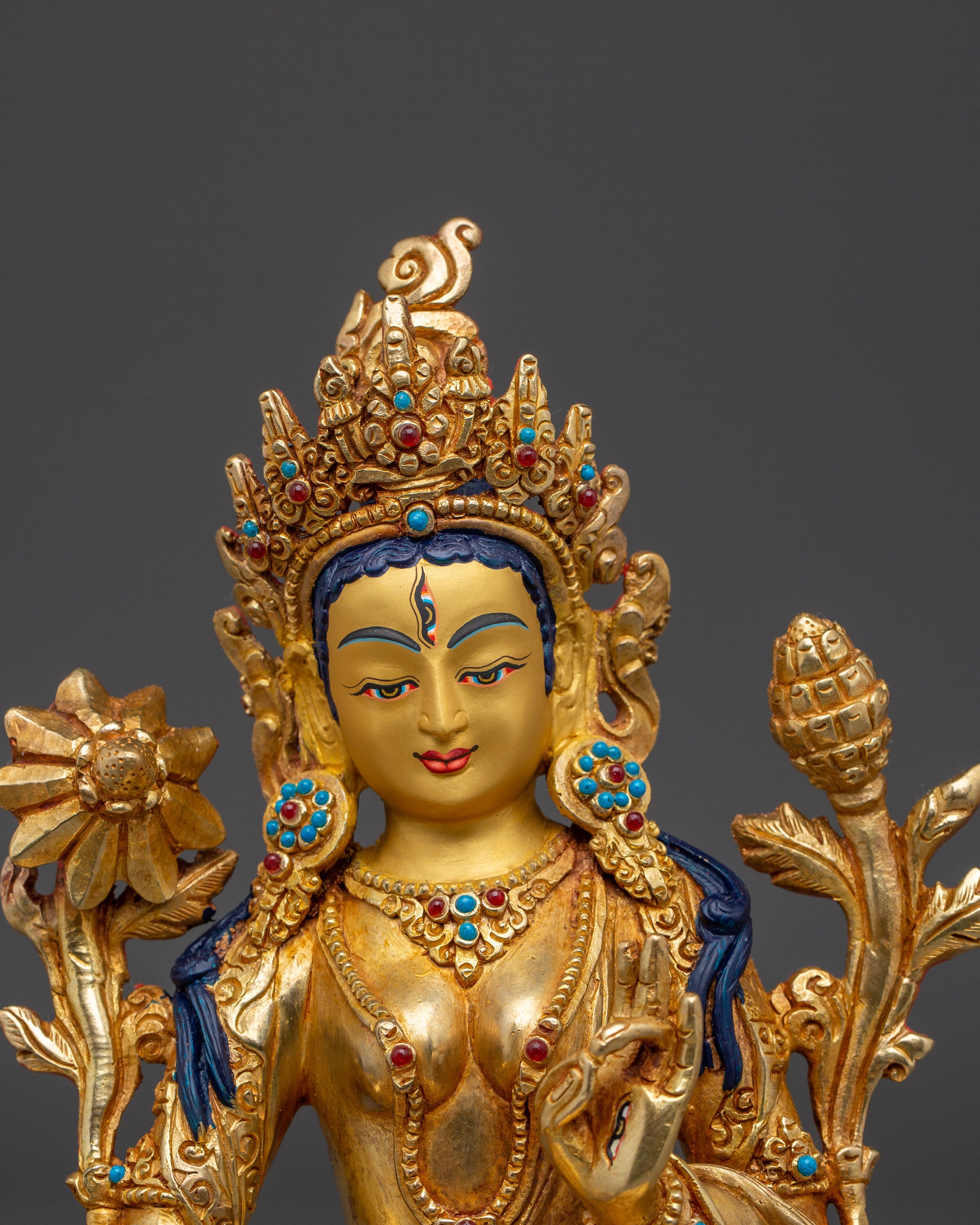 Handcrafted White Tara Copper Statue | Buddhist Figurine for Spiritual Practice