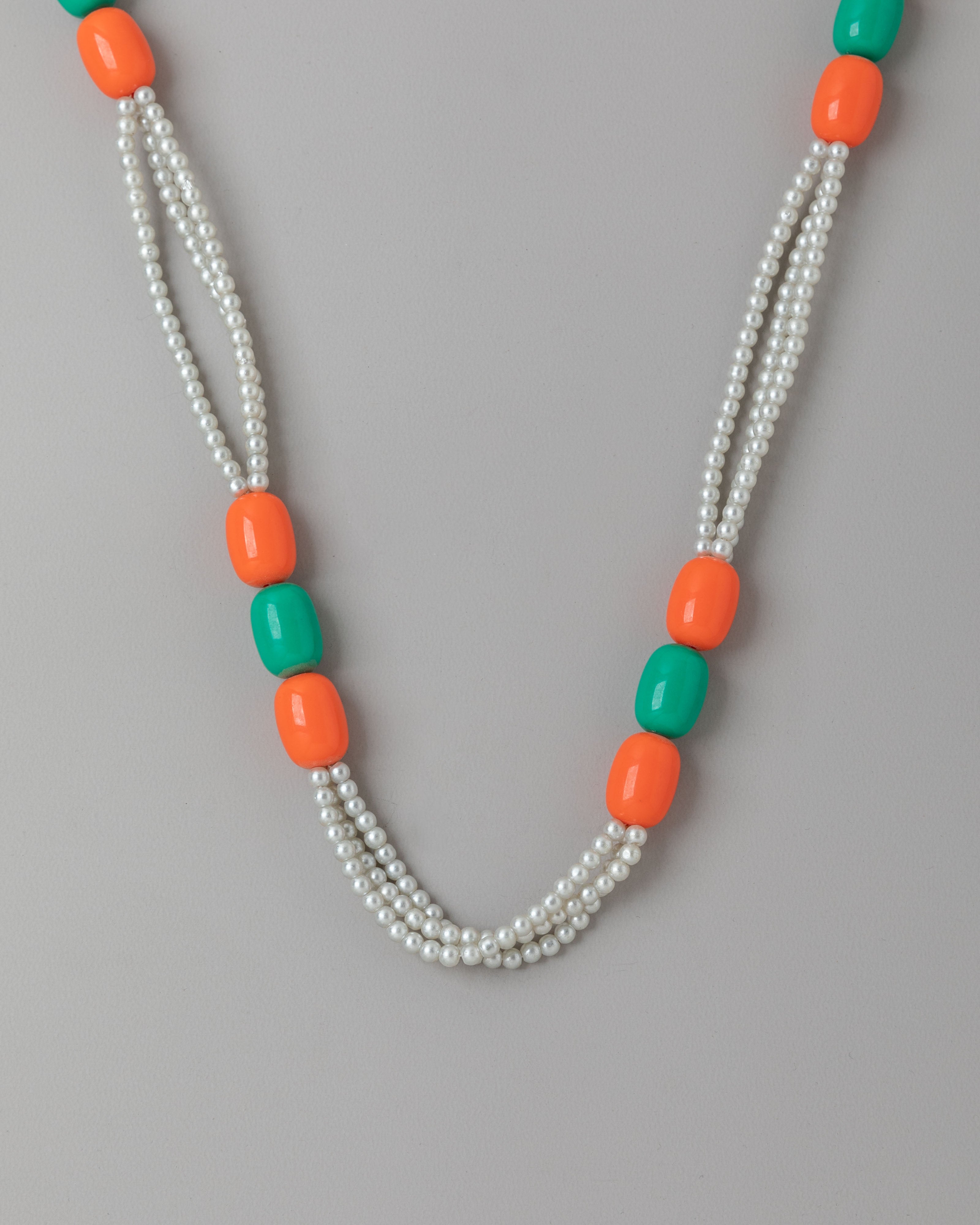 Traditional Bead Necklace | Coral Turquoise and Resin Pearl Jewelry
