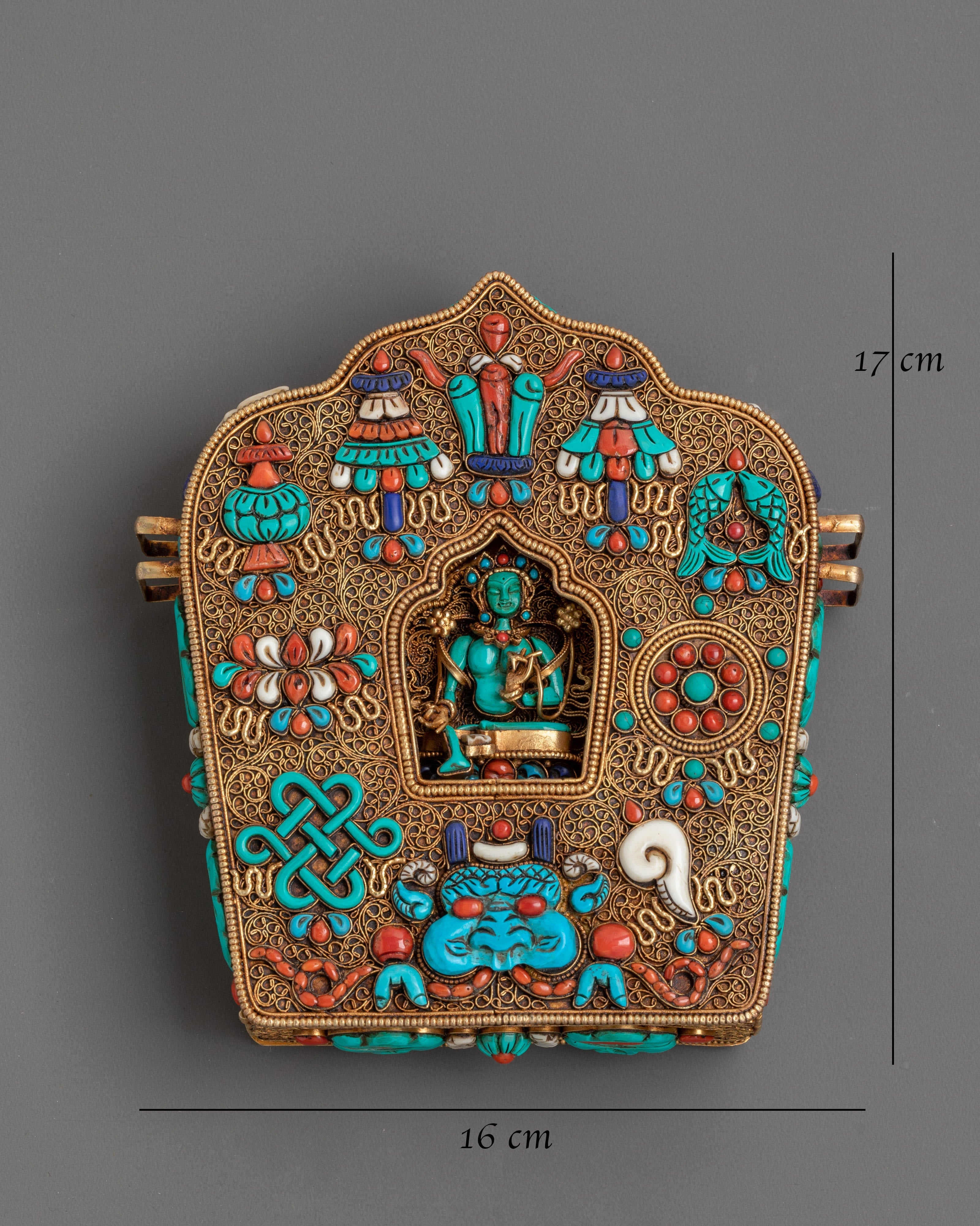 Ghau Box with Green Tara Figure | Sacred Tibetan Altar Decor