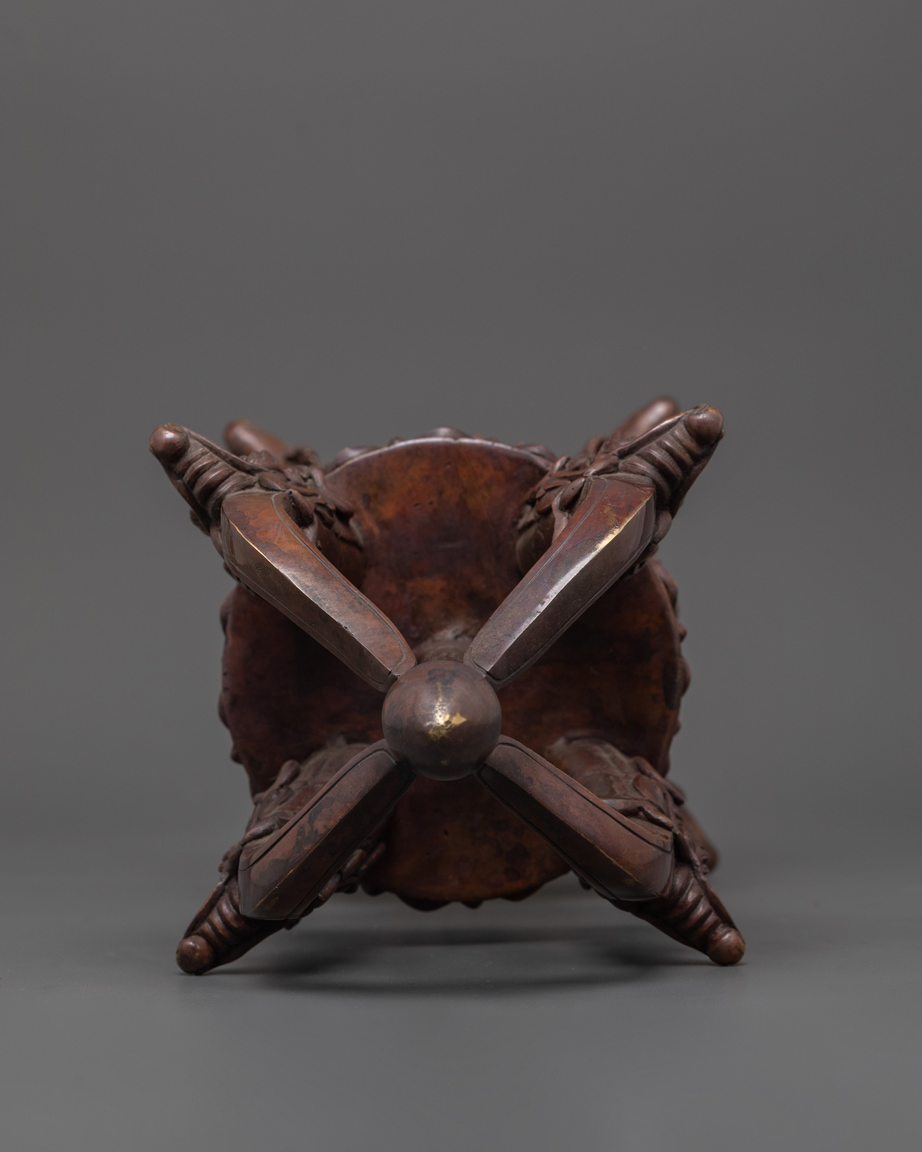 Large Oxidized Copper Vajra Sculpture | Tibetan Dorje Symbol