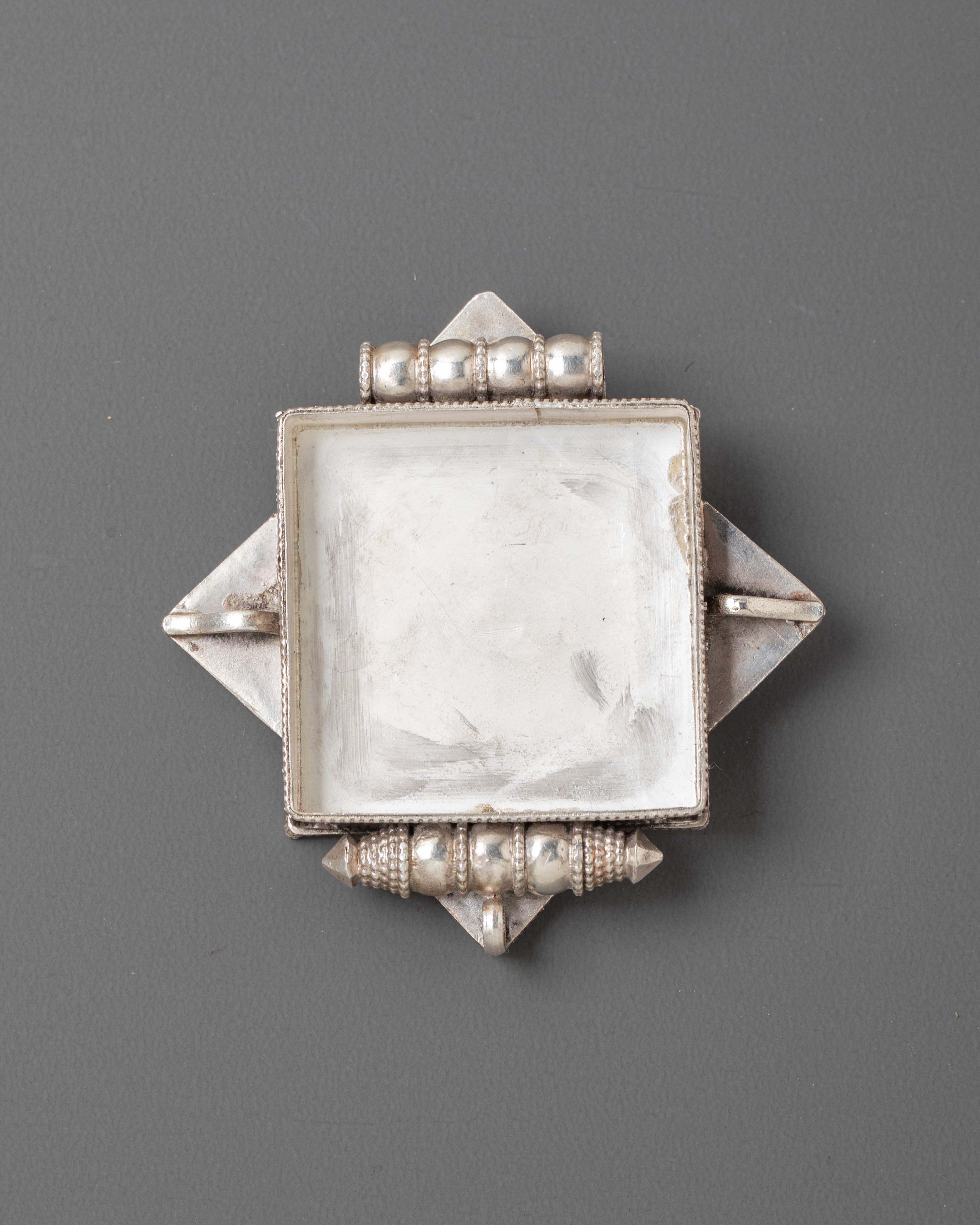 Silver Bishwo Vajra Ghau Box Locket | Turquoise Coral Locket