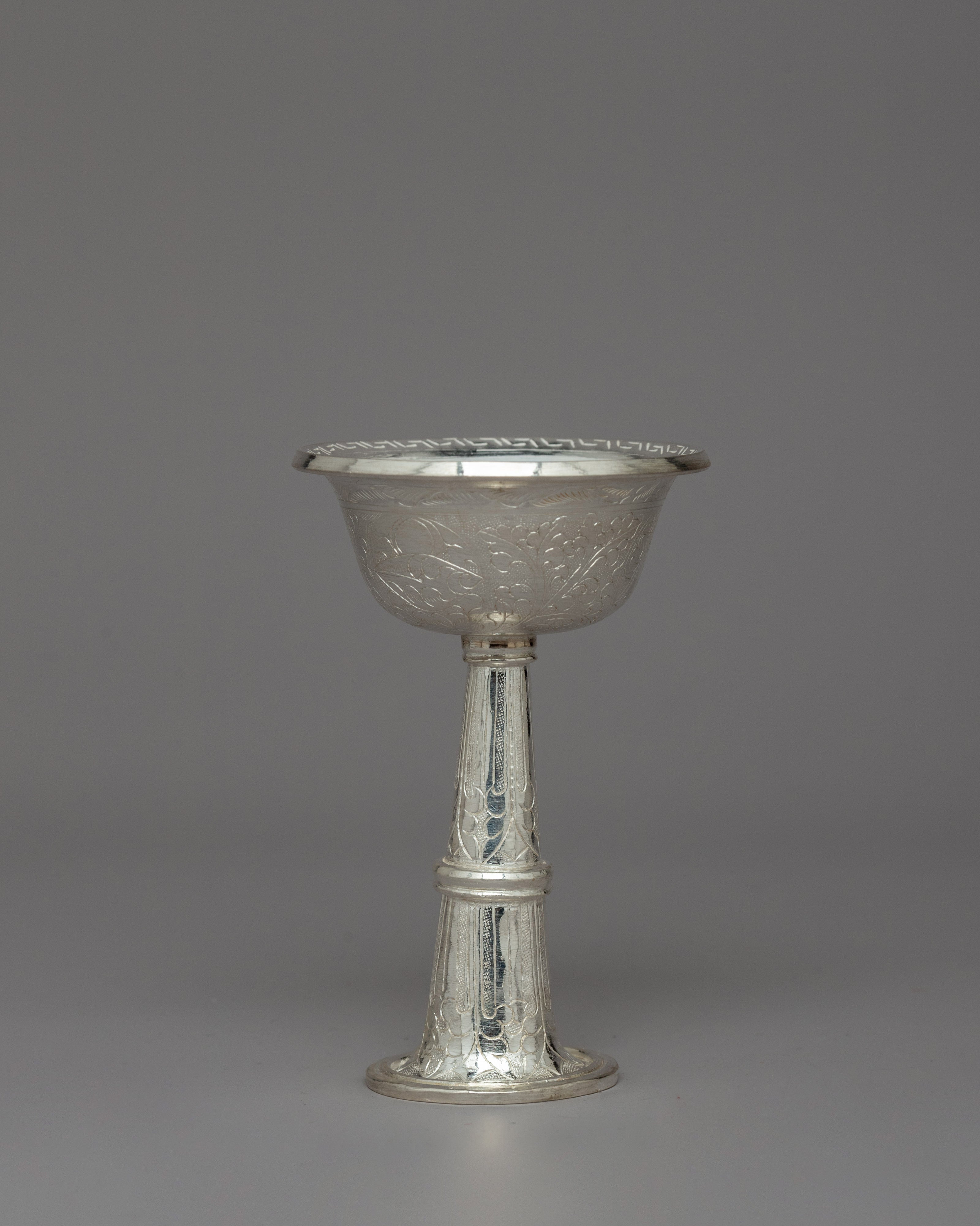 Elegant Silver Serkyem Offering Set | Perfect for Puja and Meditation