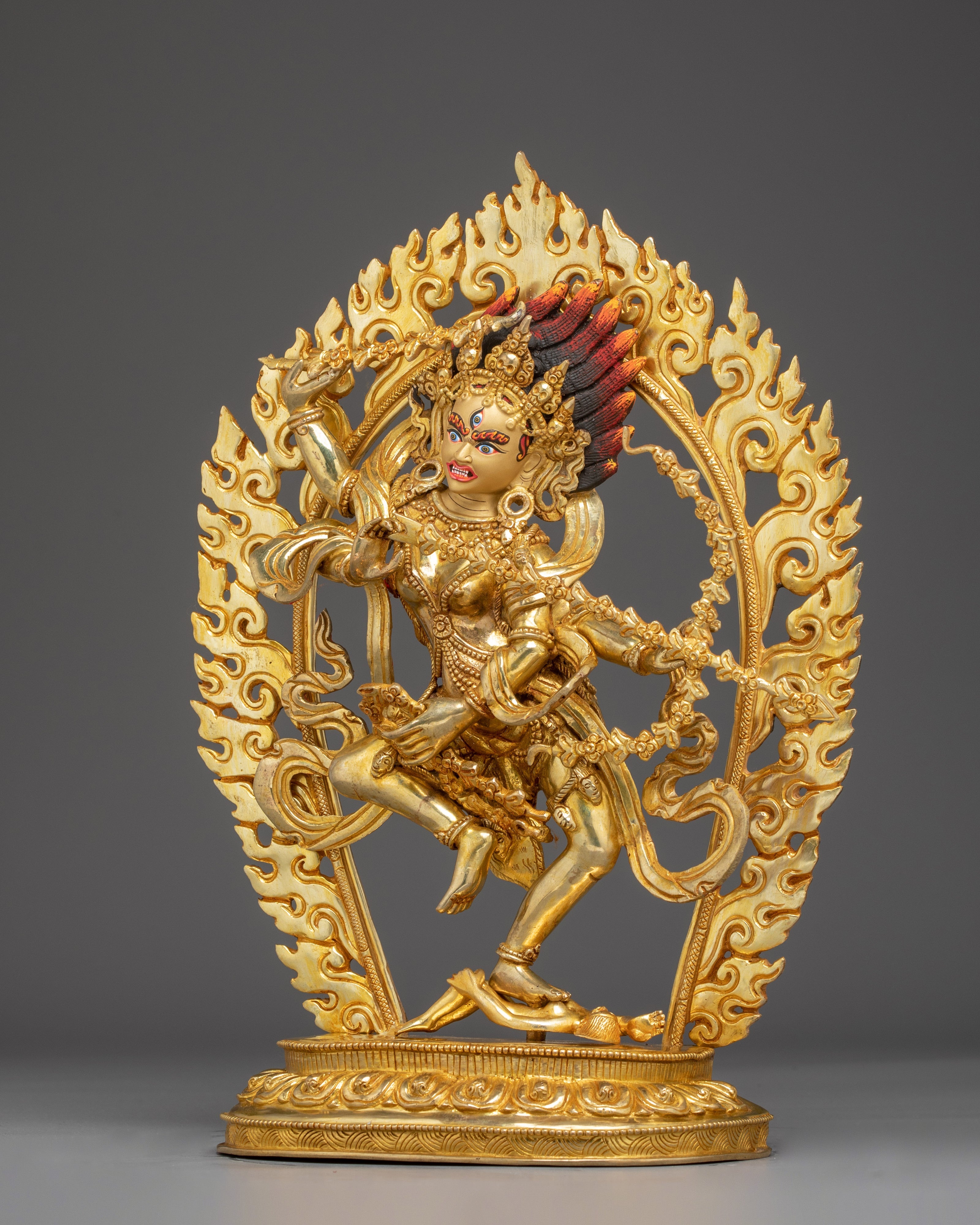Goddess of Magnetism Kurukulla Statue | Tibetan Copper Gold Plated Deity
