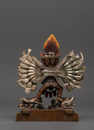 Silver-Plated Yamantaka Statue | Wrathful Buddhist Deity for Protection & Transformation