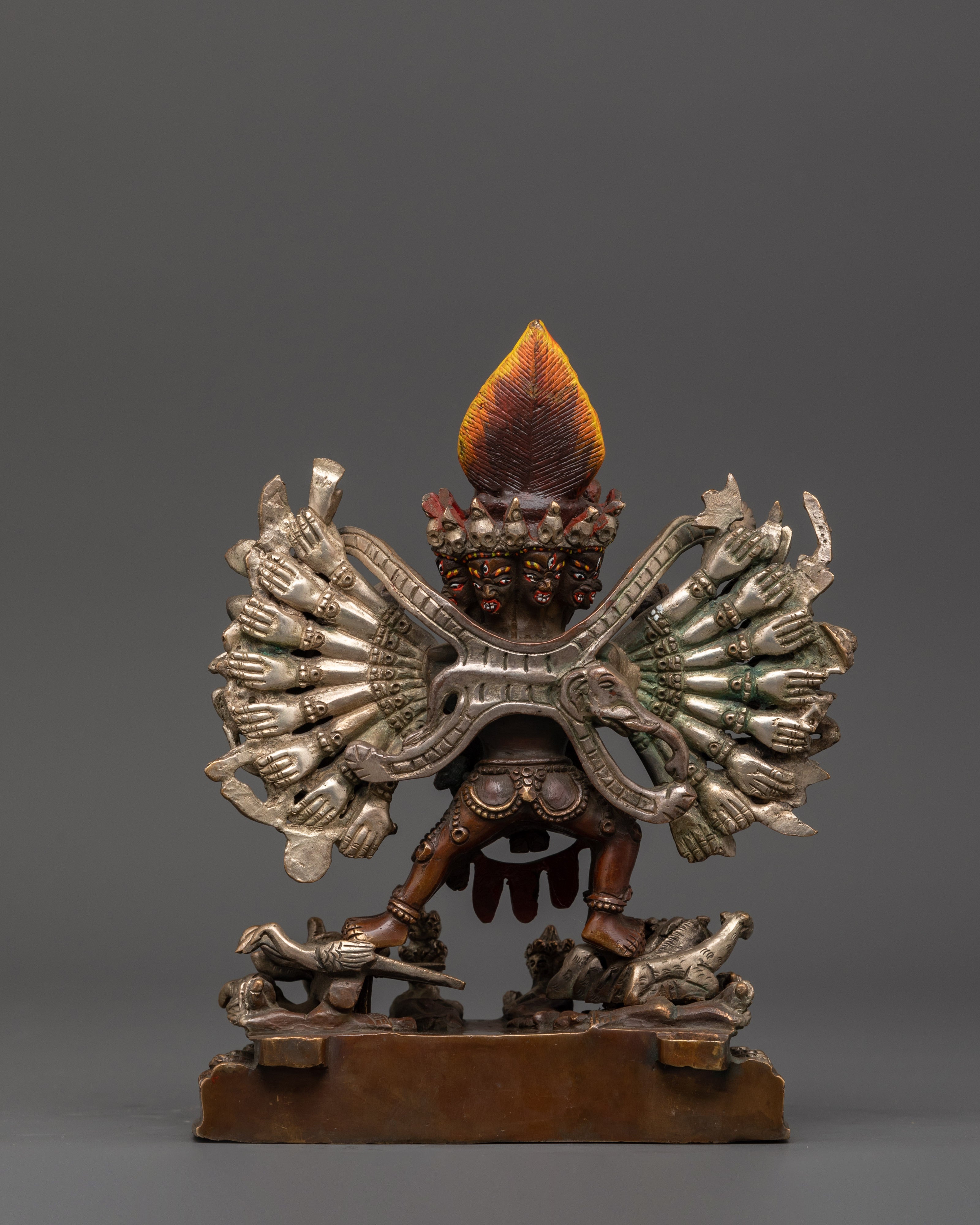 Silver-Plated Yamantaka Statue | Wrathful Buddhist Deity for Protection & Transformation