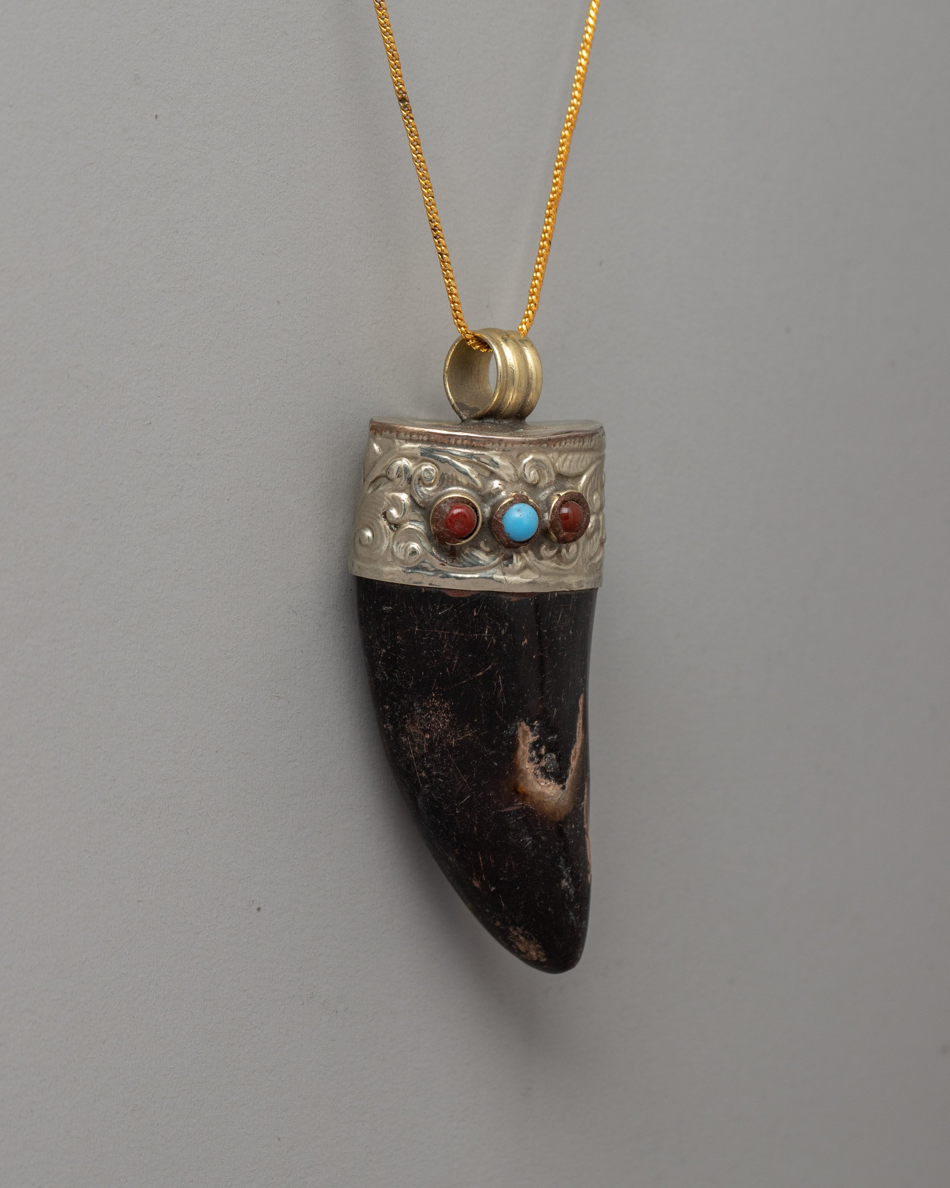 Tibetan Goat Horn Amulet Locket | Spiritual Necklace, Ethically Sourced Artisan Jewelry, Handcrafted Locket