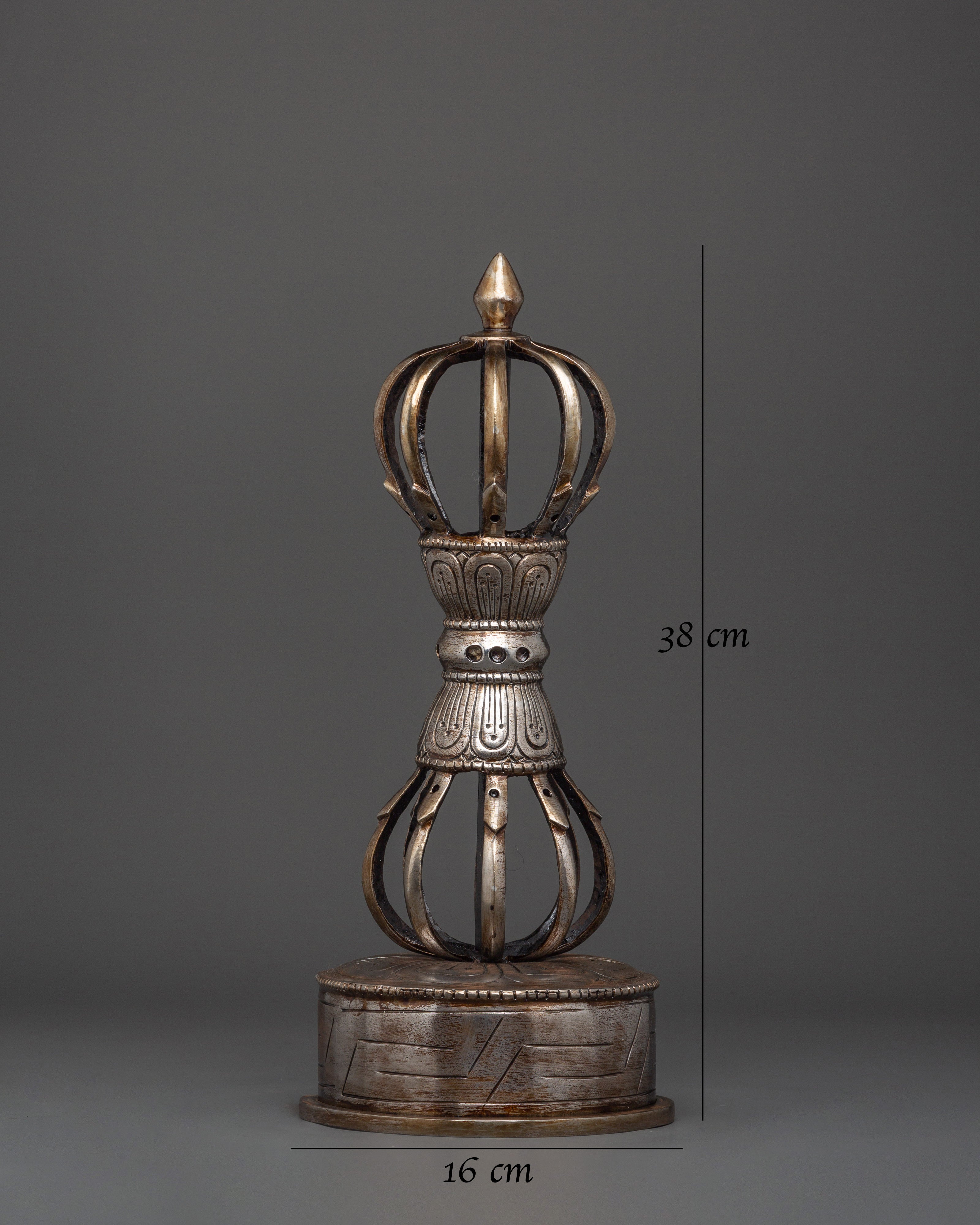 Handcrafted Iron Vajra with Stand | Buddhist Dorje for Ritual and Altar Use