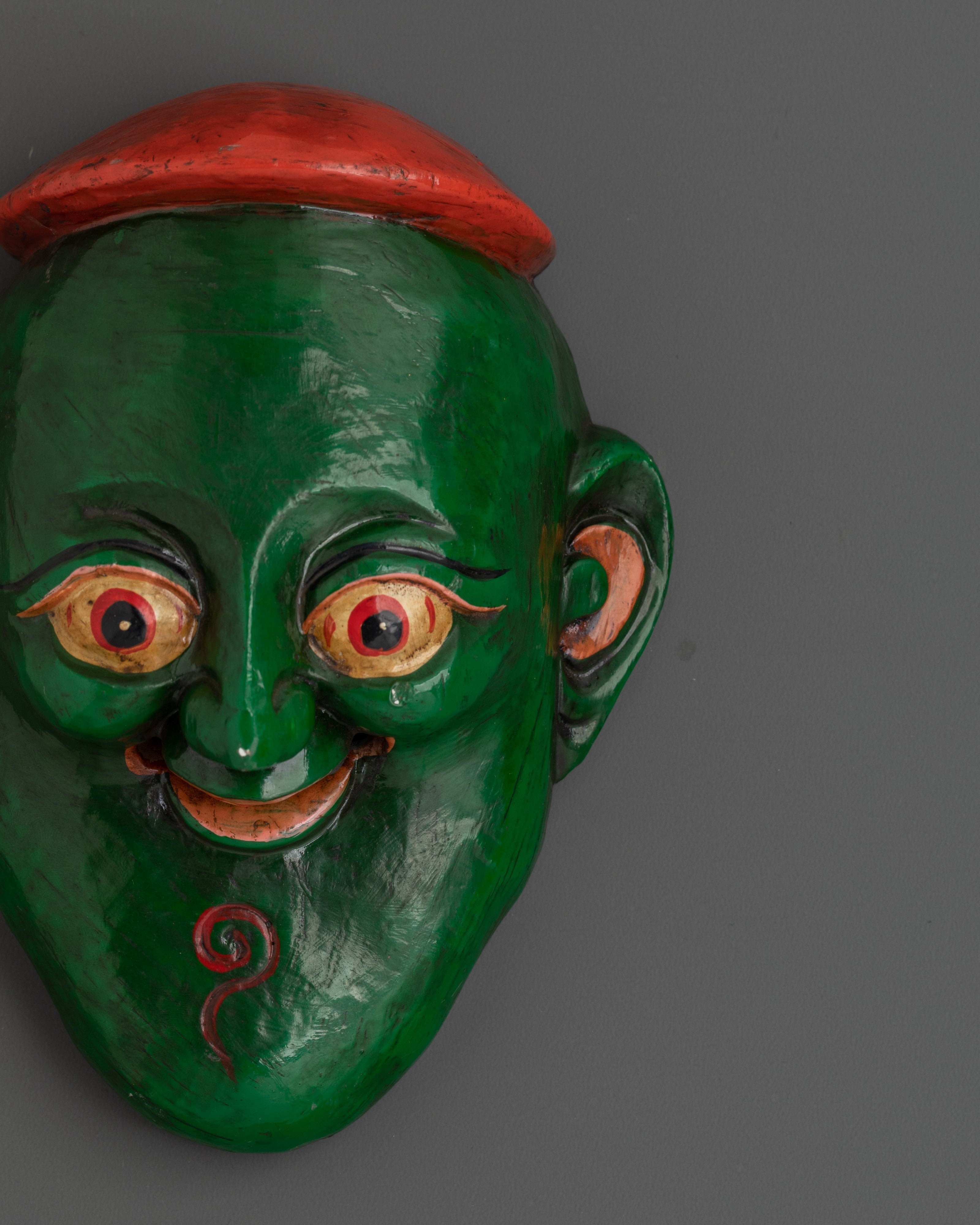 Decorative Wooden Wall Mask | Handcrafted Painted Wood Face Decor