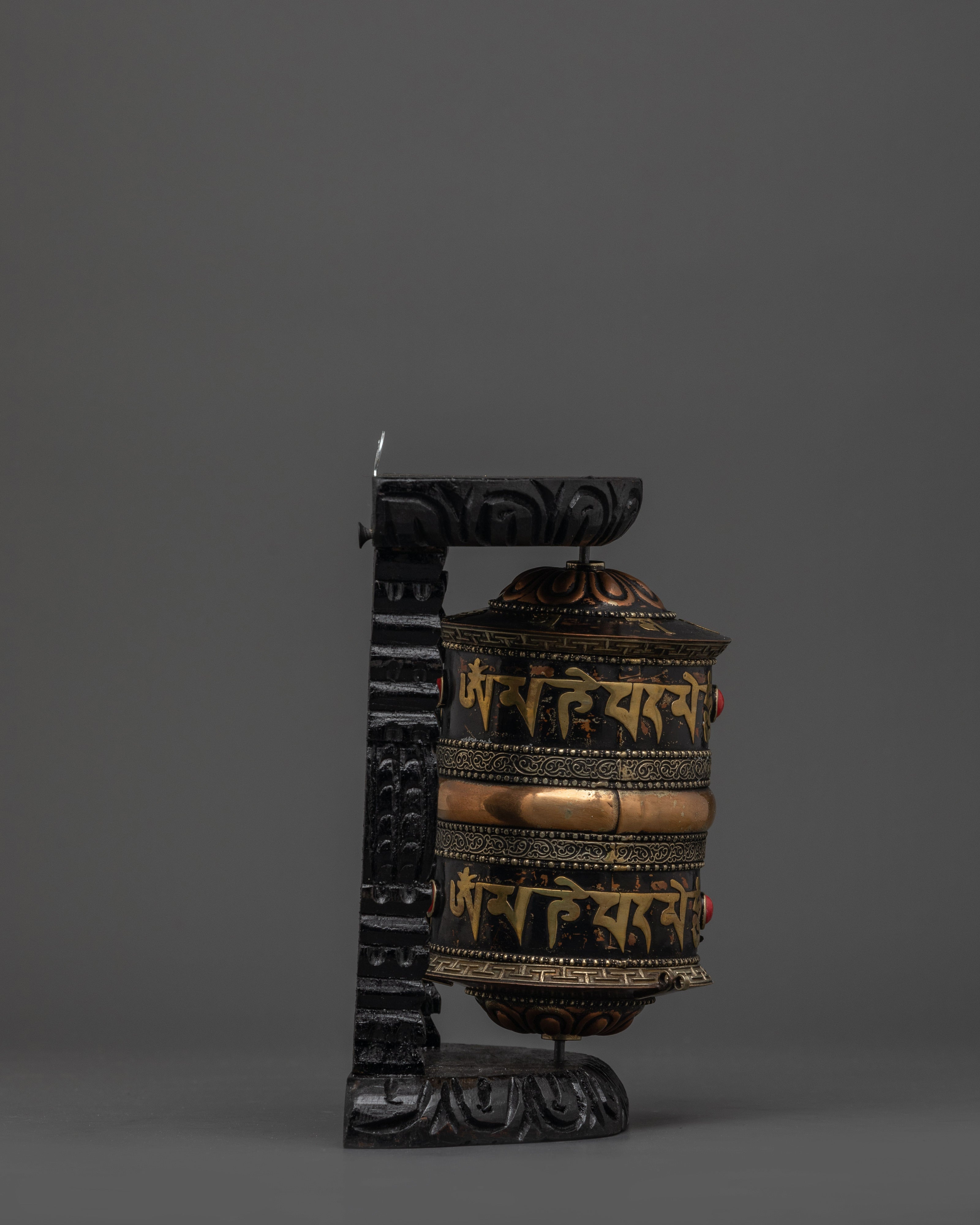 Meditation Prayer Wheel | Traditional Buddhist Wheel with Coral Stones