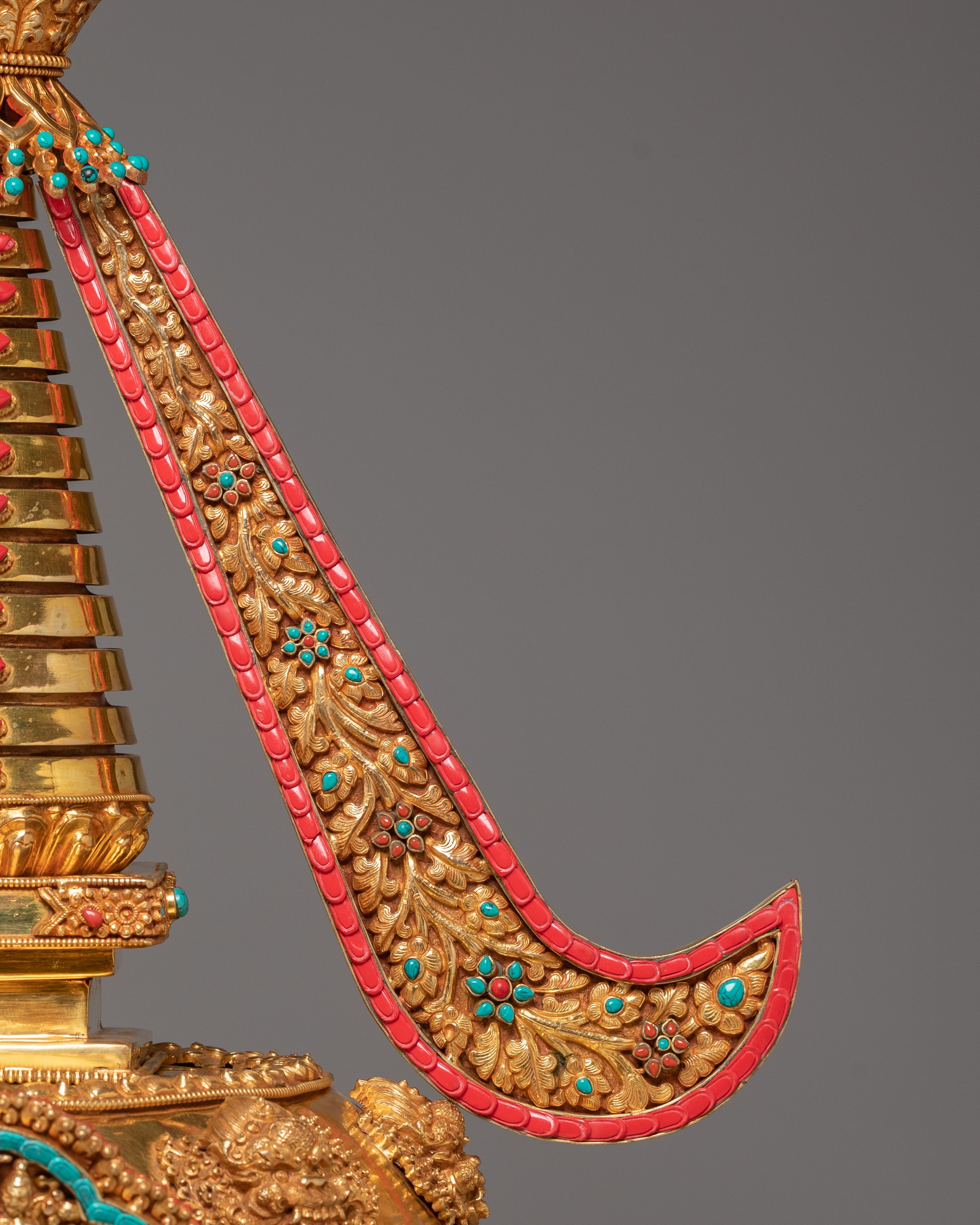 Spiritual Tibetan Copper Stupa | Gold-Plated Buddhist Statue for Peace