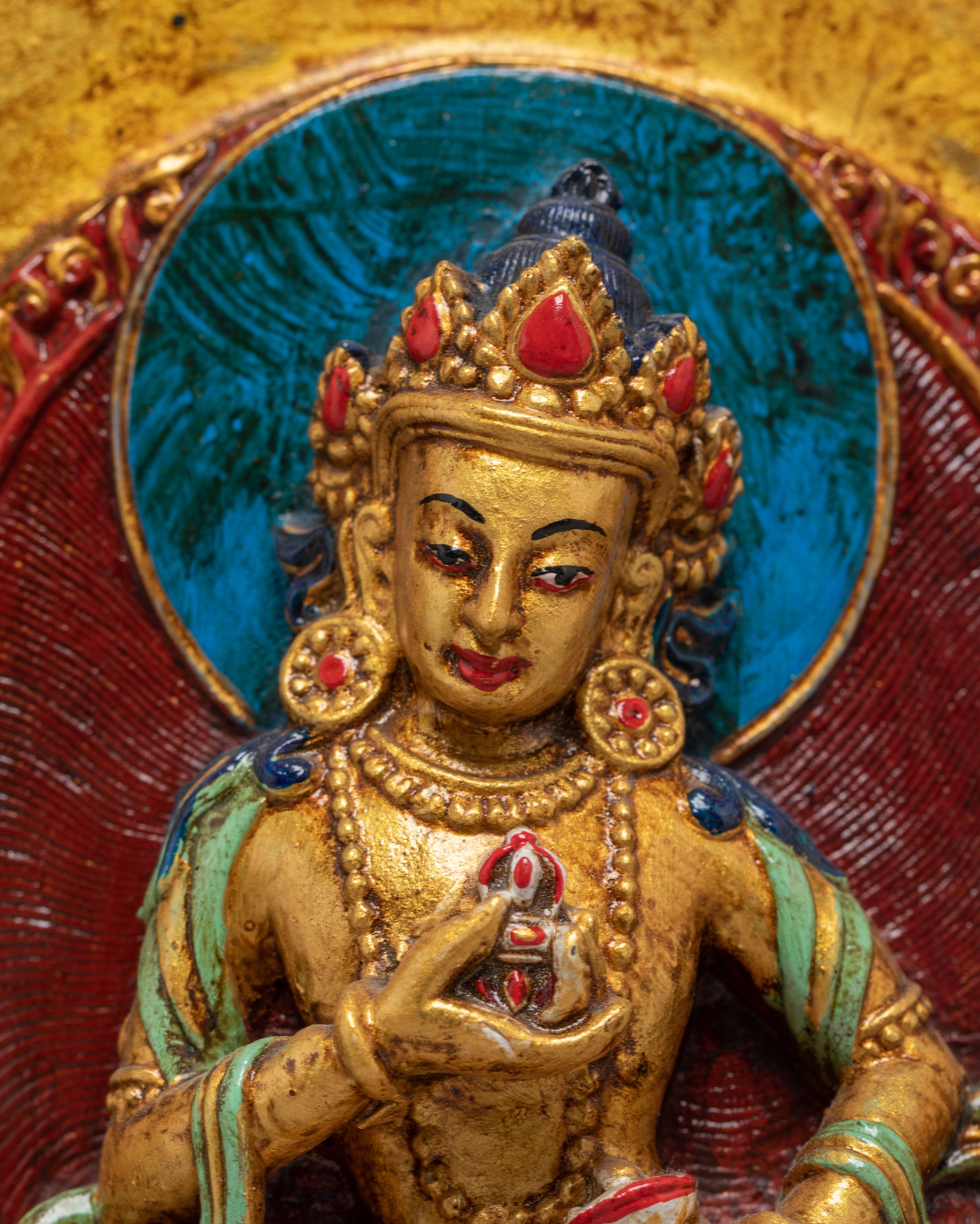 Handmade Buddhist Deity Relief Wall Hanging | Tibetan Stone Dust Wall Hanging