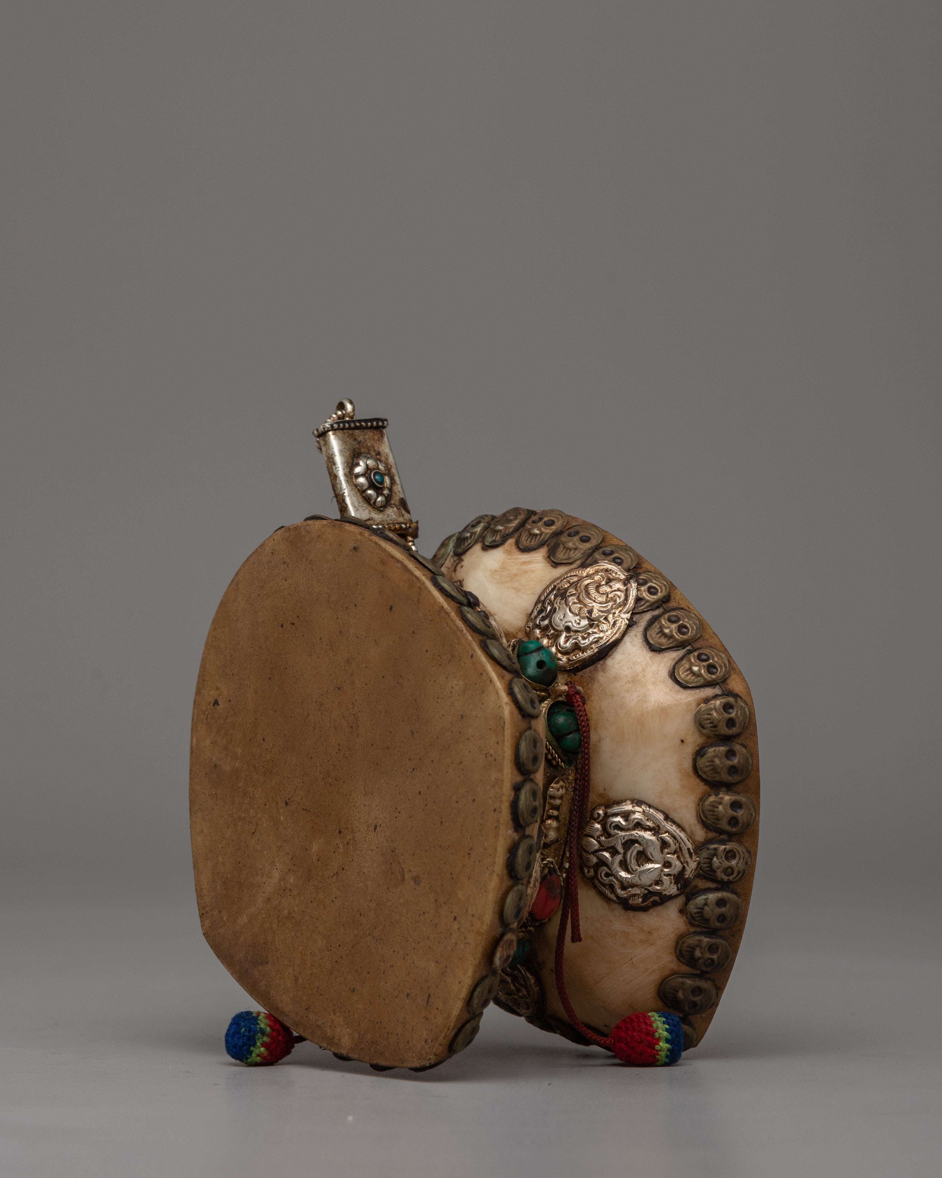 Damaru Drum with Turquoise & Coral | A Spiritual Tool for Rituals