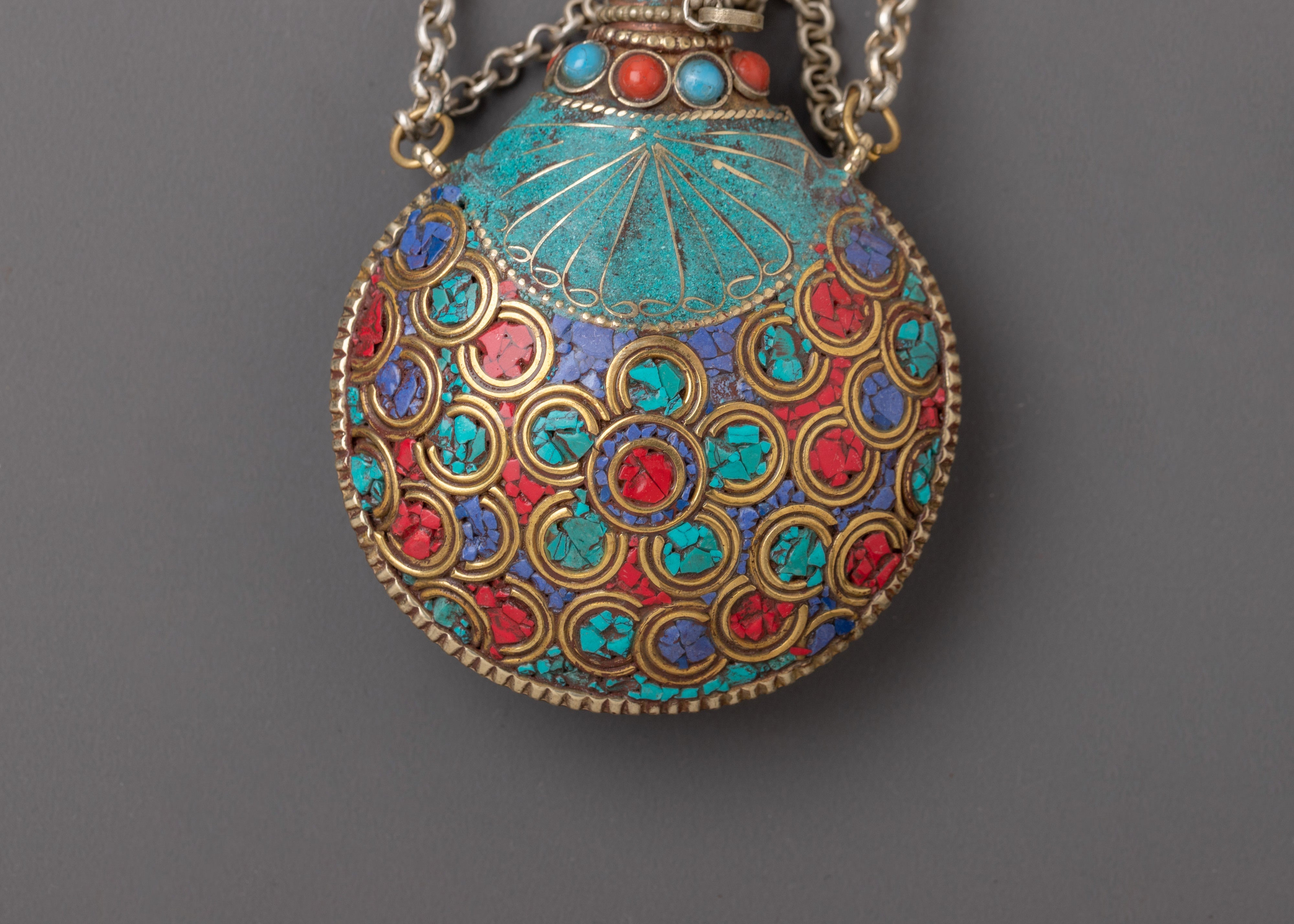 Scared Tibetan Snuff Bottle Necklace | Unique Spiritual Pendant