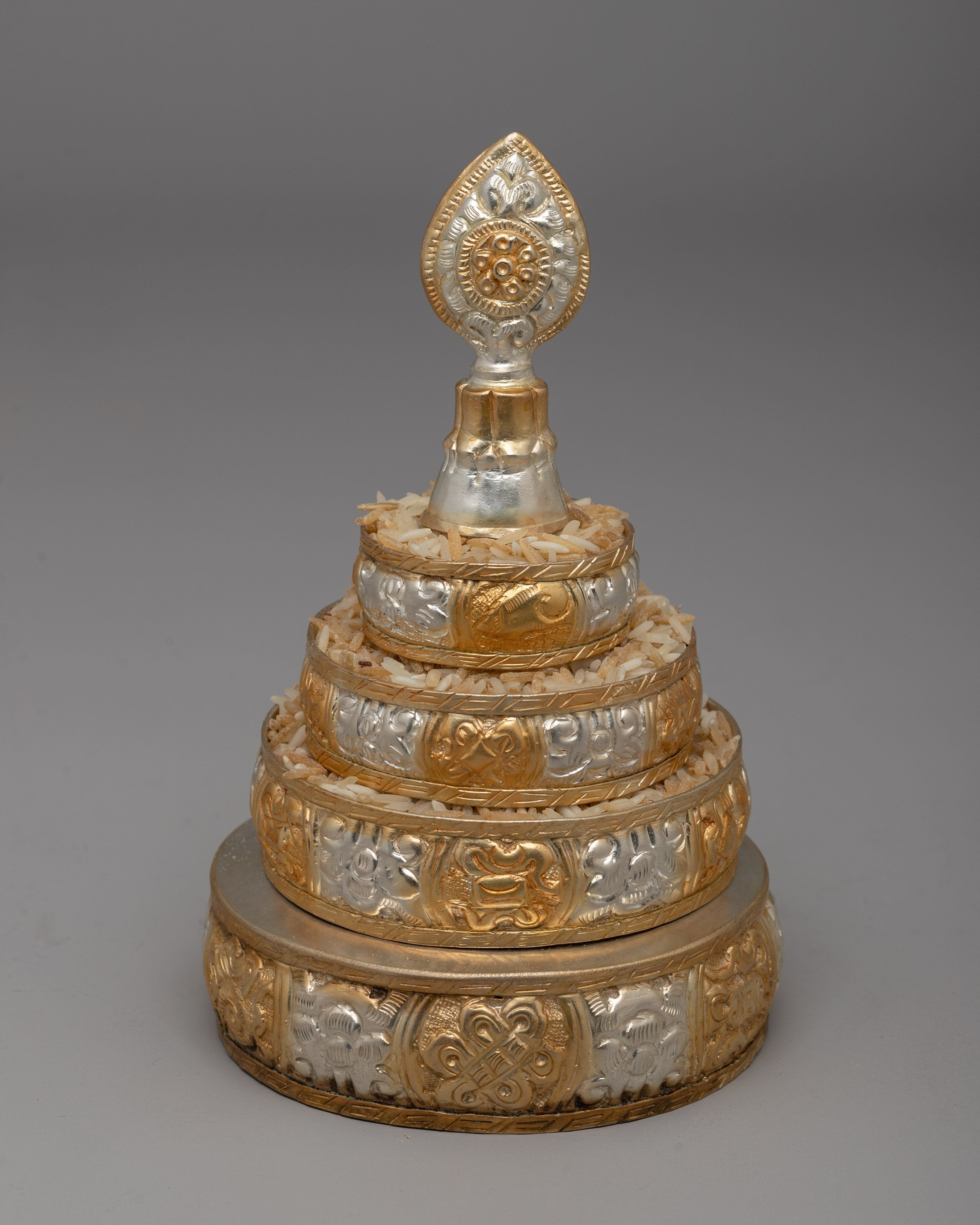 Gold & Silver-Plated Mandala Offering Set | Buddhist Ritual Offering Object