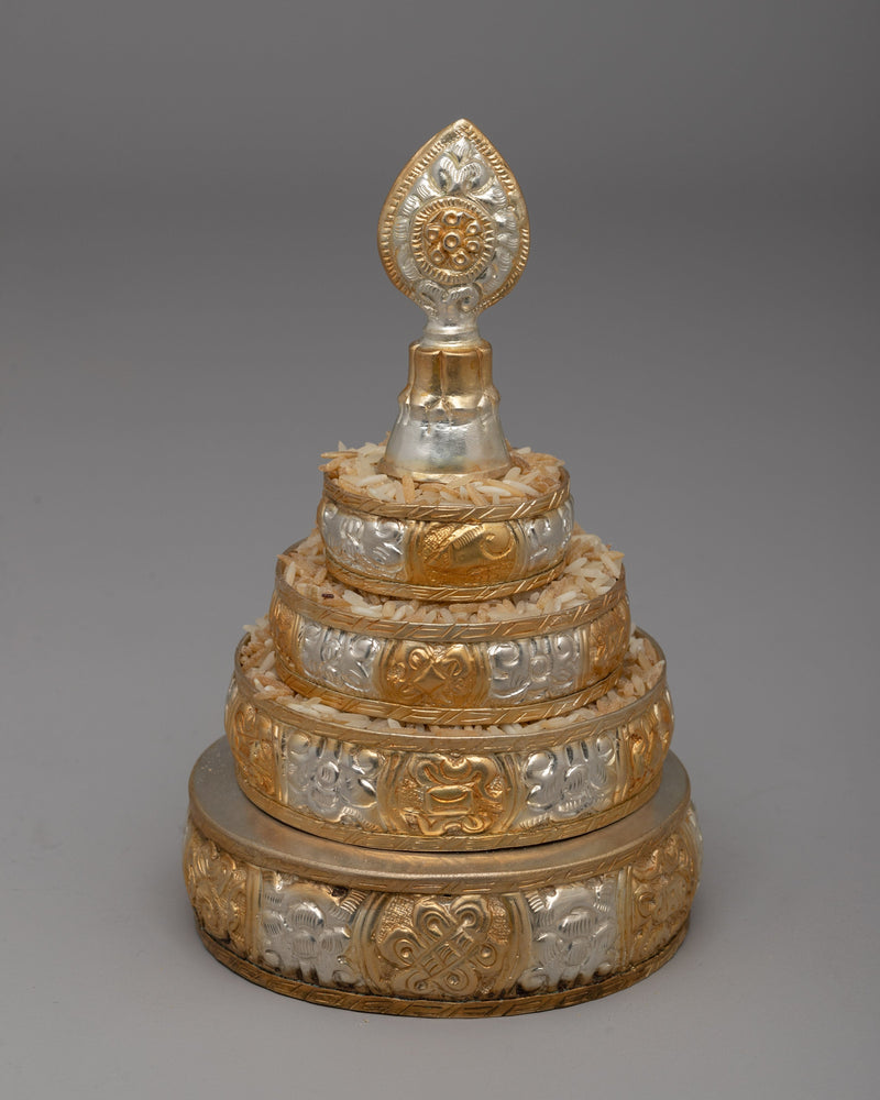 Gold & Silver-Plated Mandala Offering Set | Buddhist Ritual Offering Object