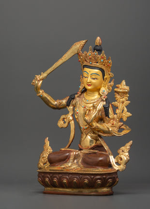 Tibetan Wisdom Deity Manjushri Statue | Bodhisattva of Wisdom and Insight
