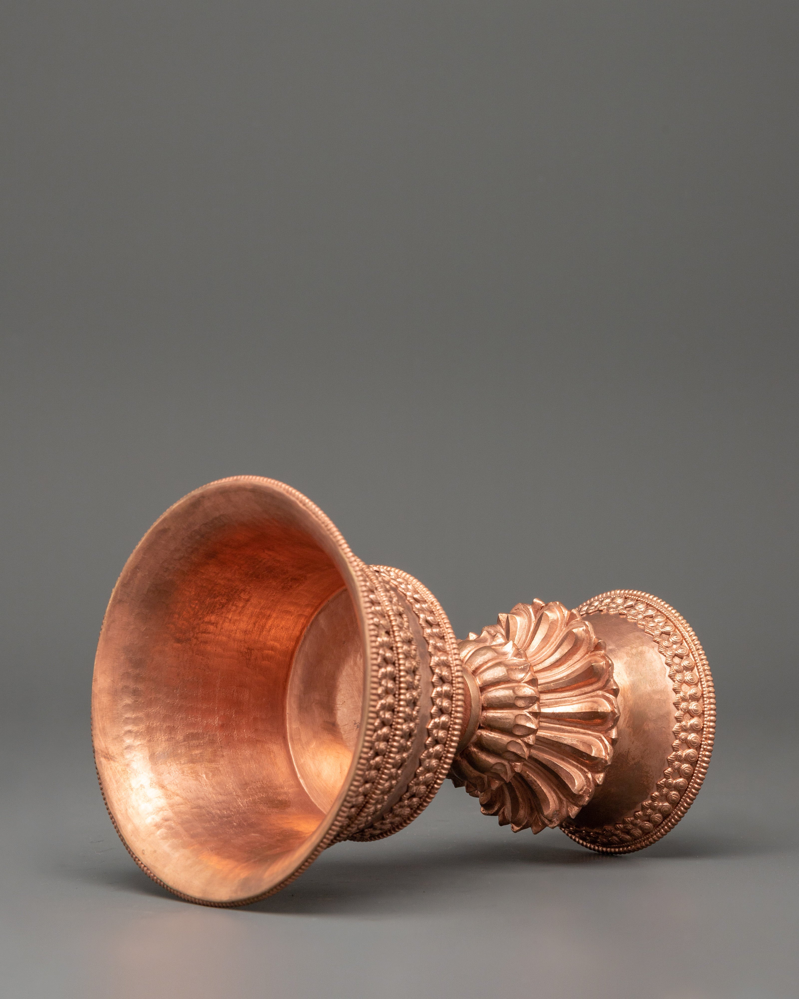 Copper Butter Lamp for Dharma | Sacred Buddhist Offering
