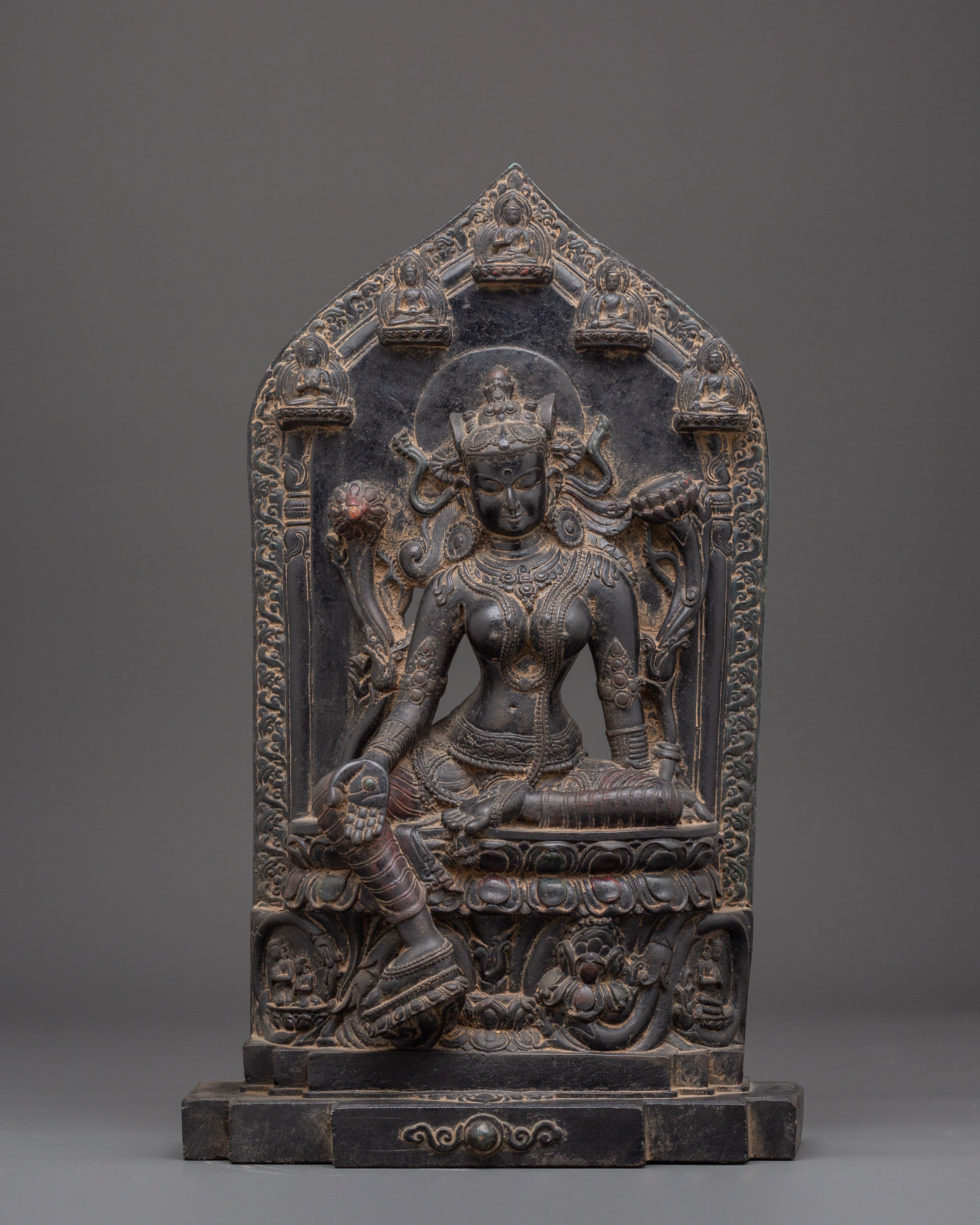 Compassion Deity Green Tara on Throne | Shyama Tara Sculpture