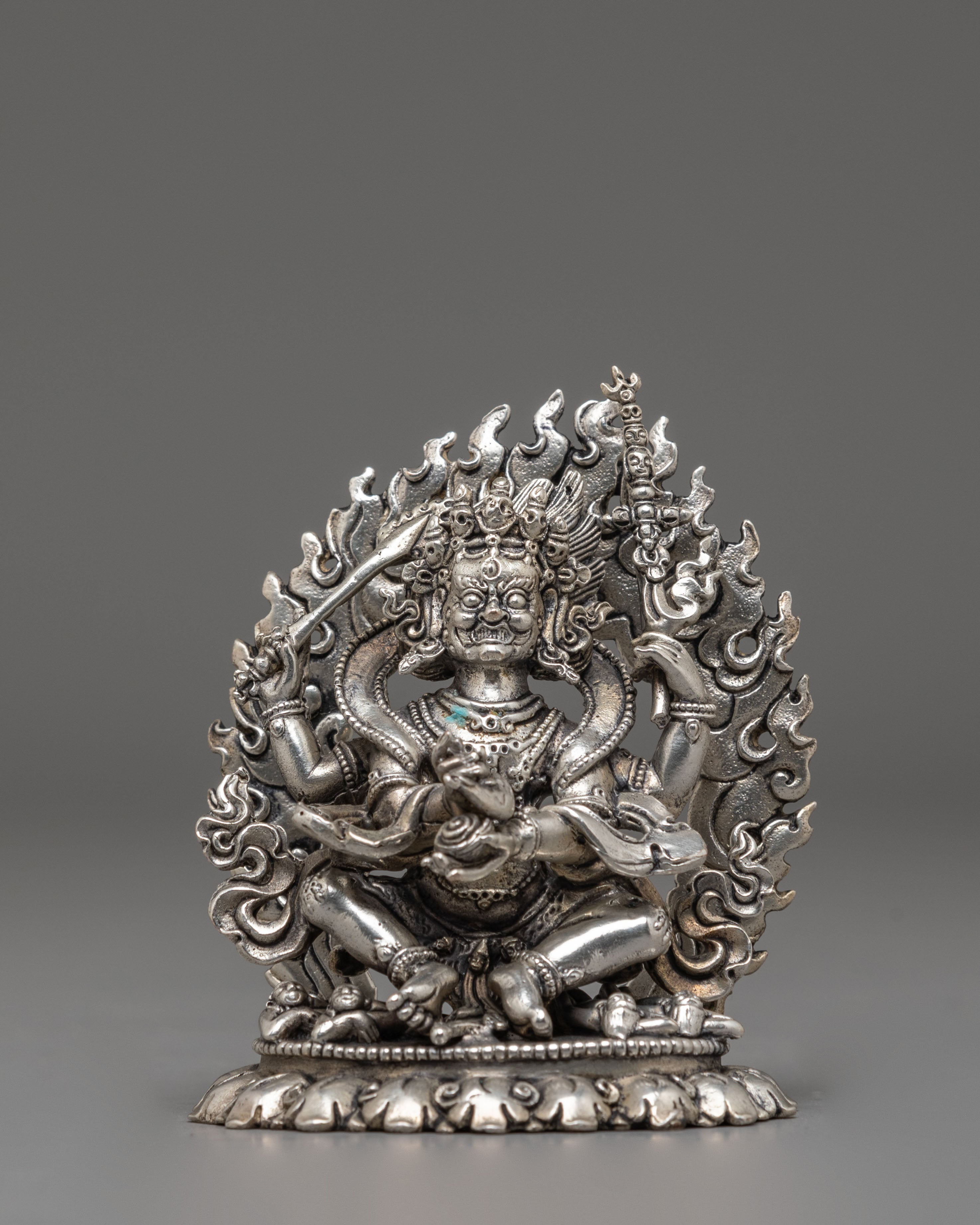 Tibetan Statue of 4 Armed Mahakala | Spiritual Protection Idol