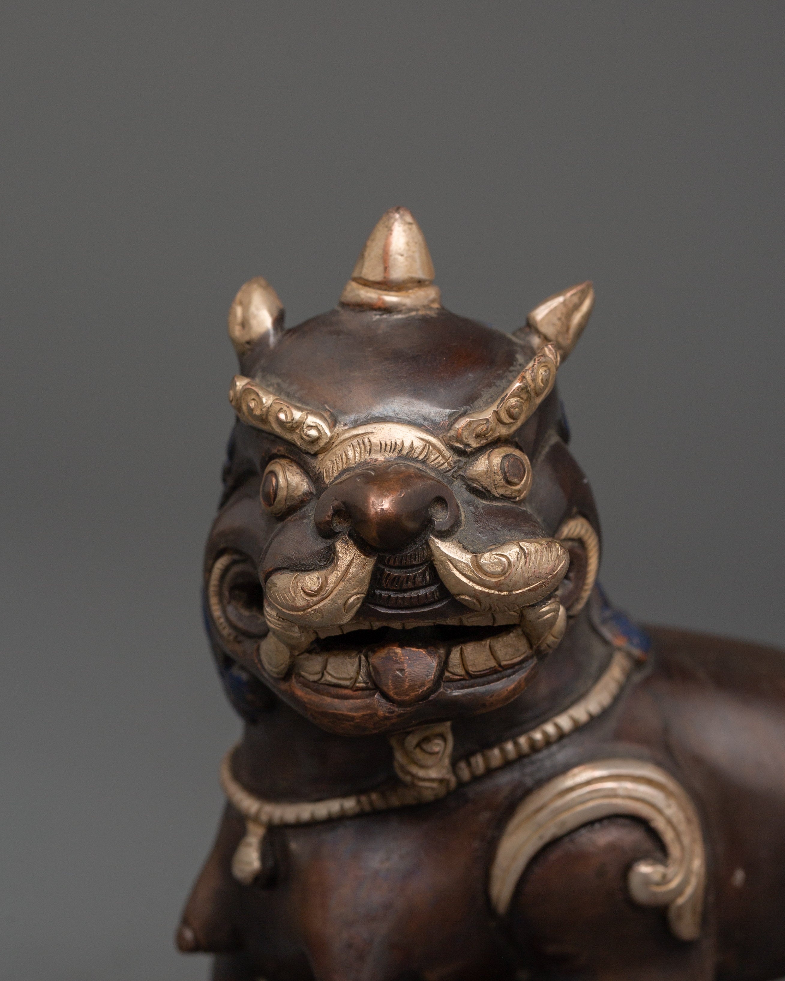 Tibetan Snow Lion Statue Set | Handcrafted Buddhist Guardian Figures