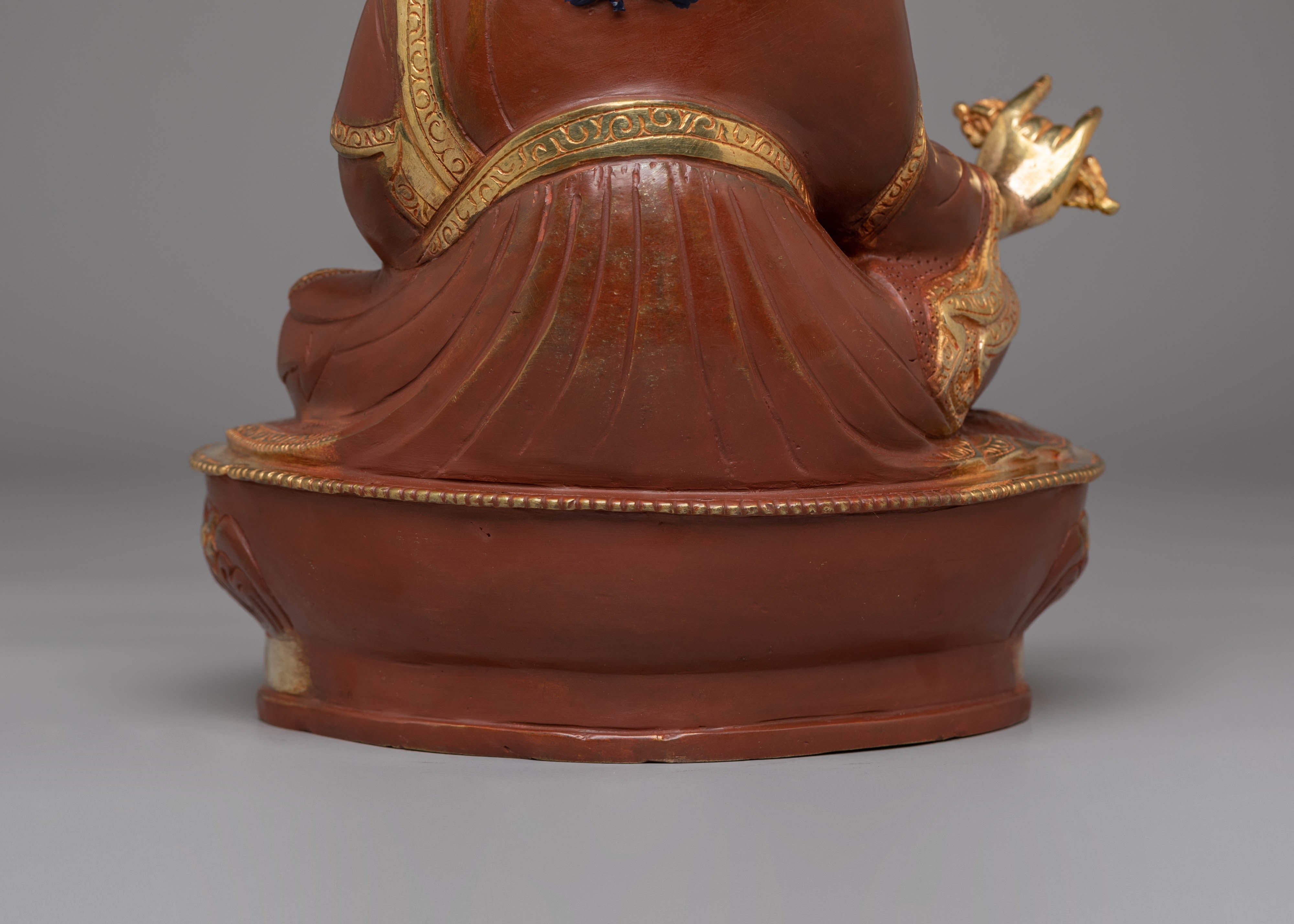 24k Gold Glided Guru Rinpoche Statue | Spiritual Statue for Altar