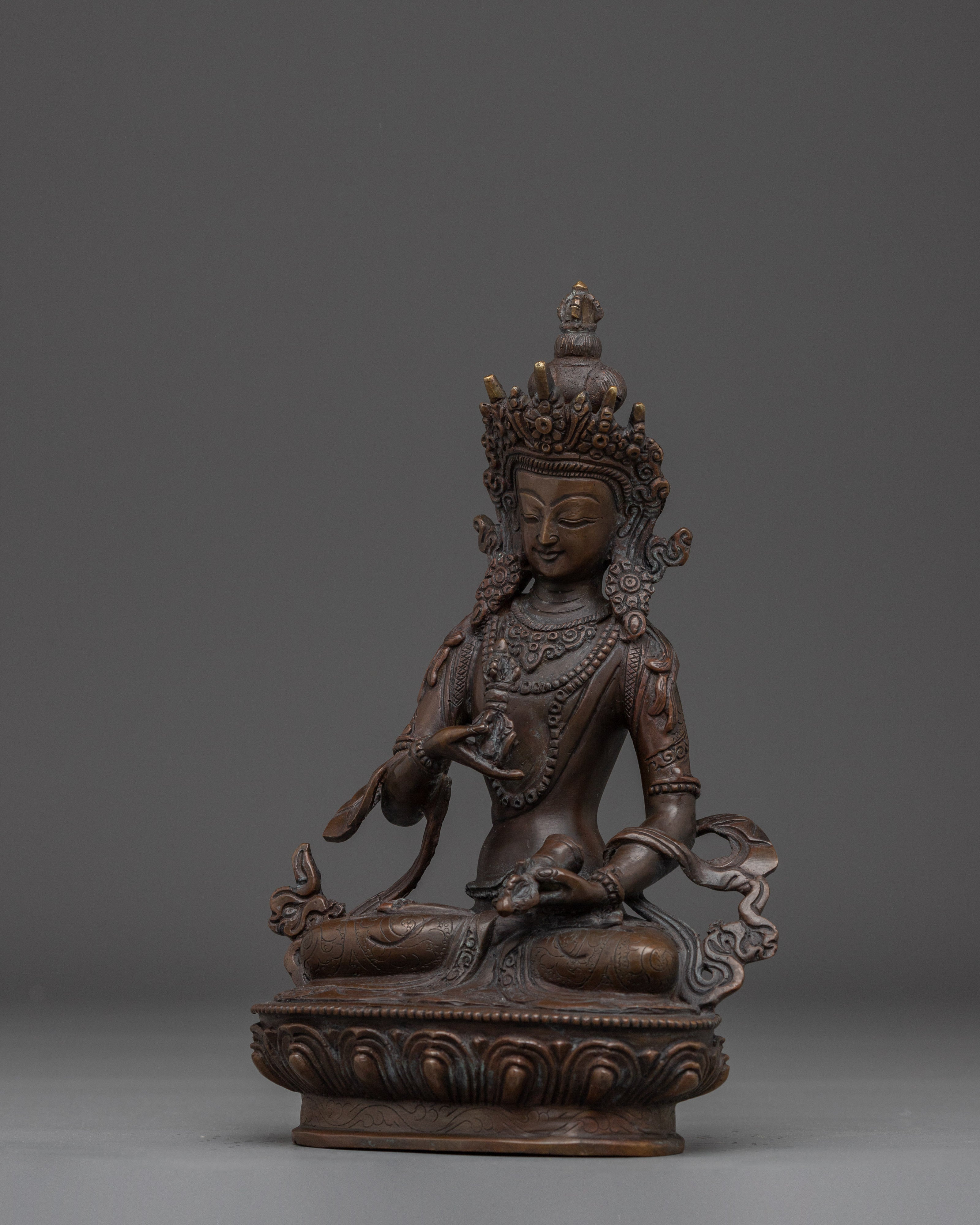 Dark Oxidized Copper Vajrasattva Statue | Dorje Sempa - Supreme Purifier