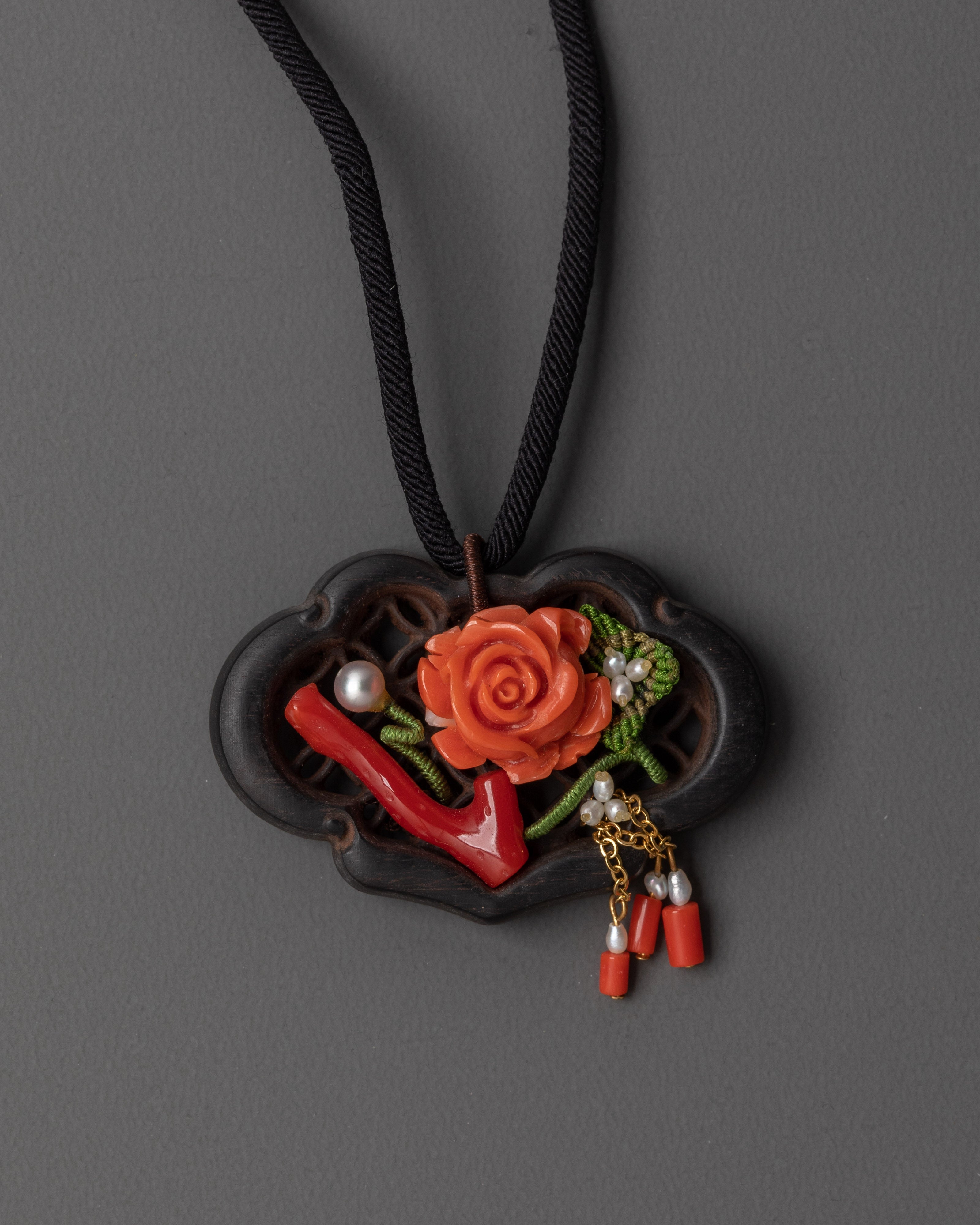 Sacred Traditional Handcrafted Locket | Ebony Coral Pendant