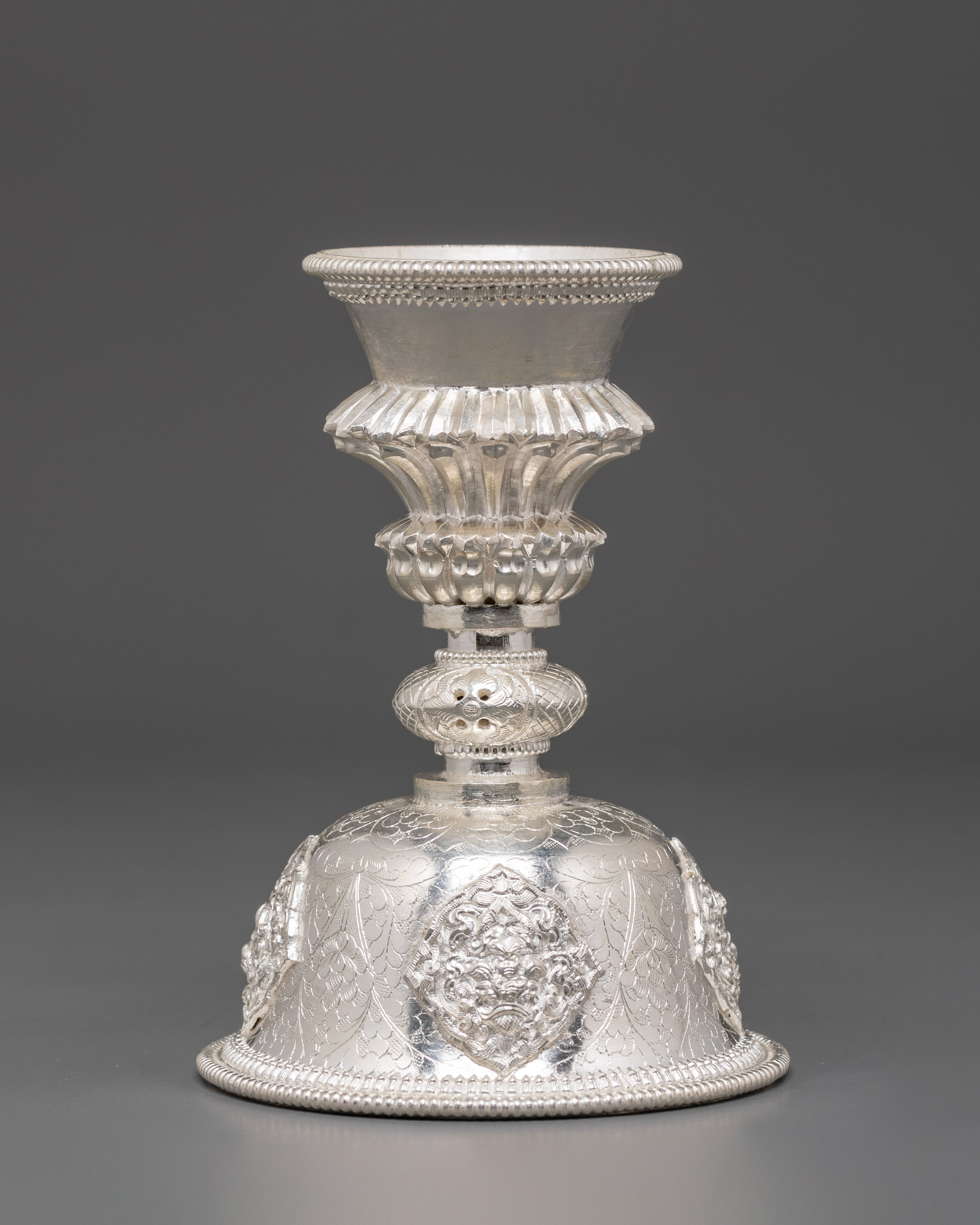 Handcrafted Silver Butter Lamp | Buddhist Light Offering Tool