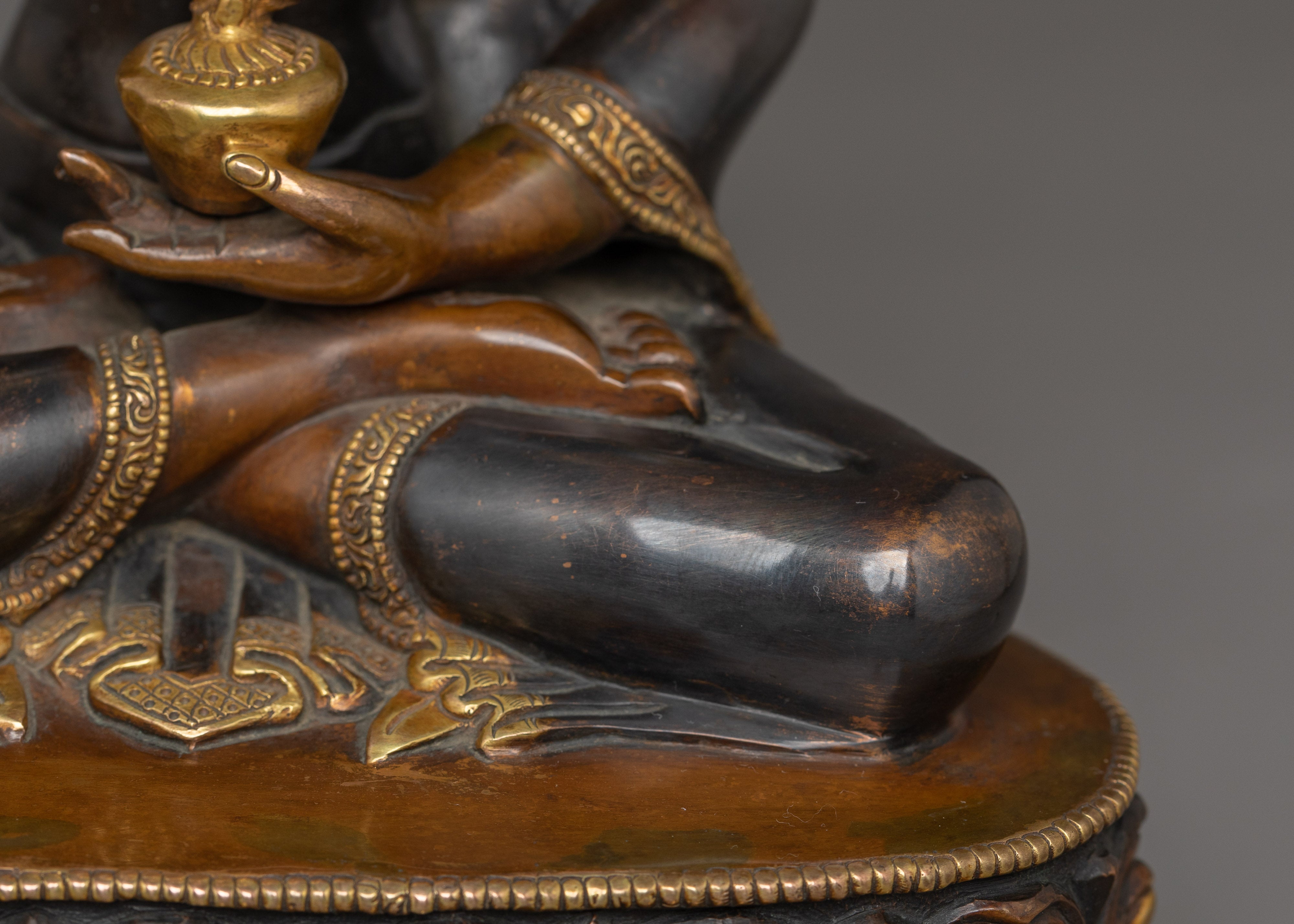 Supreme Healer Bhaisajyaguru Statue | Medicine Buddha Oxidized Statue