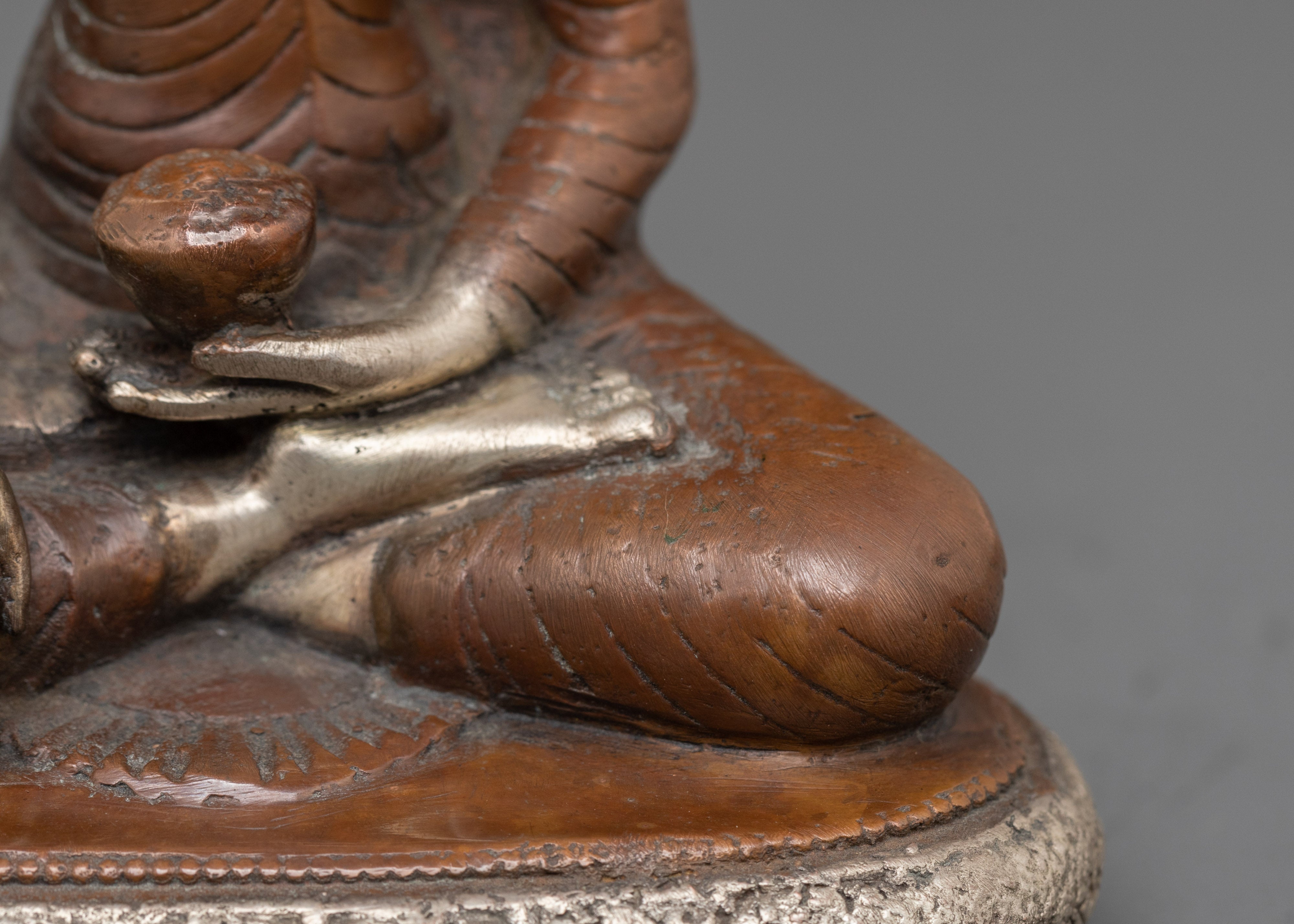 Handmade Awakened Shakyamuni Buddha Statue | Silver Plated Meditation Decor