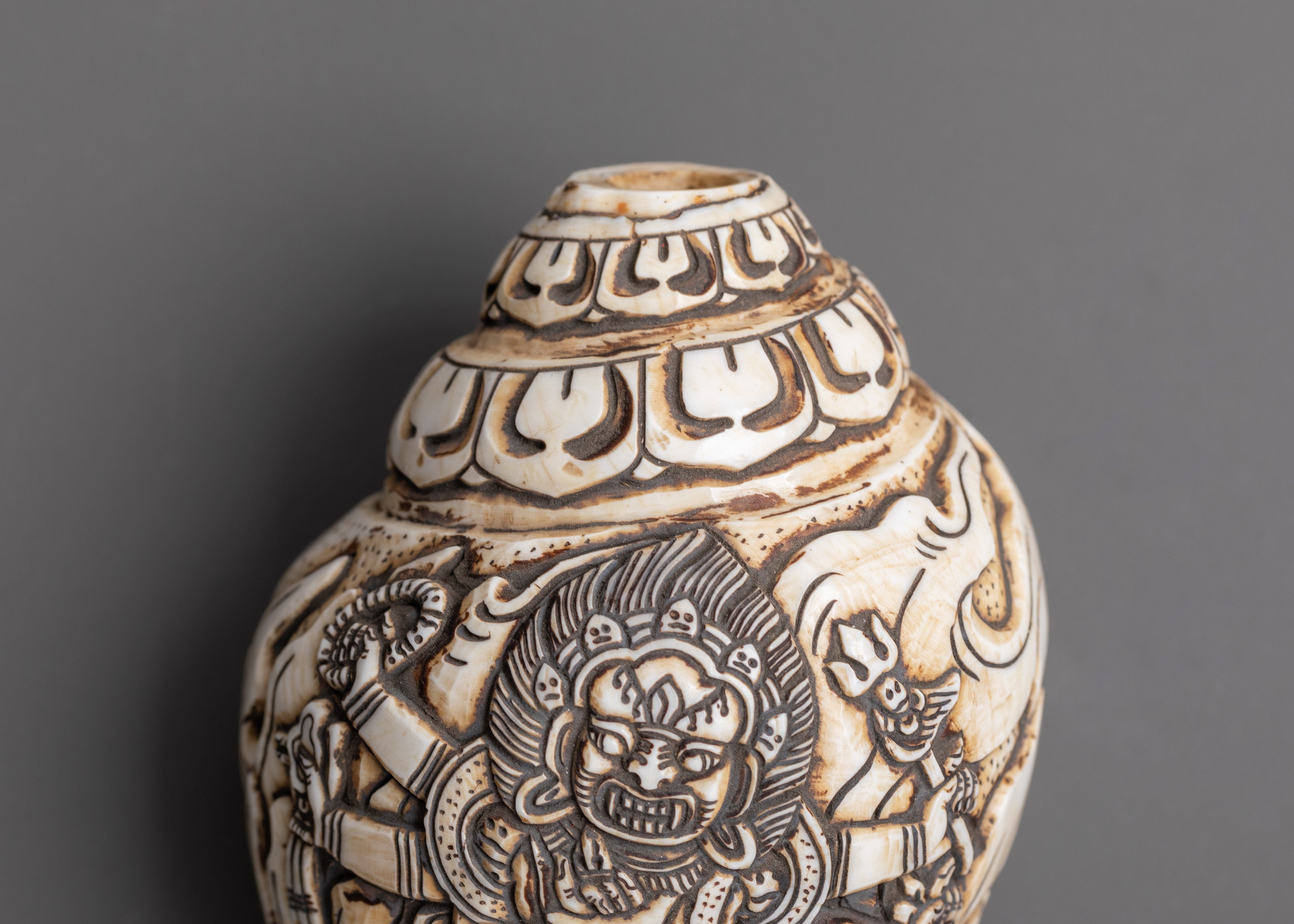 Hand Craved Six Armed Mahakala Conch | Symbol of Wisdom