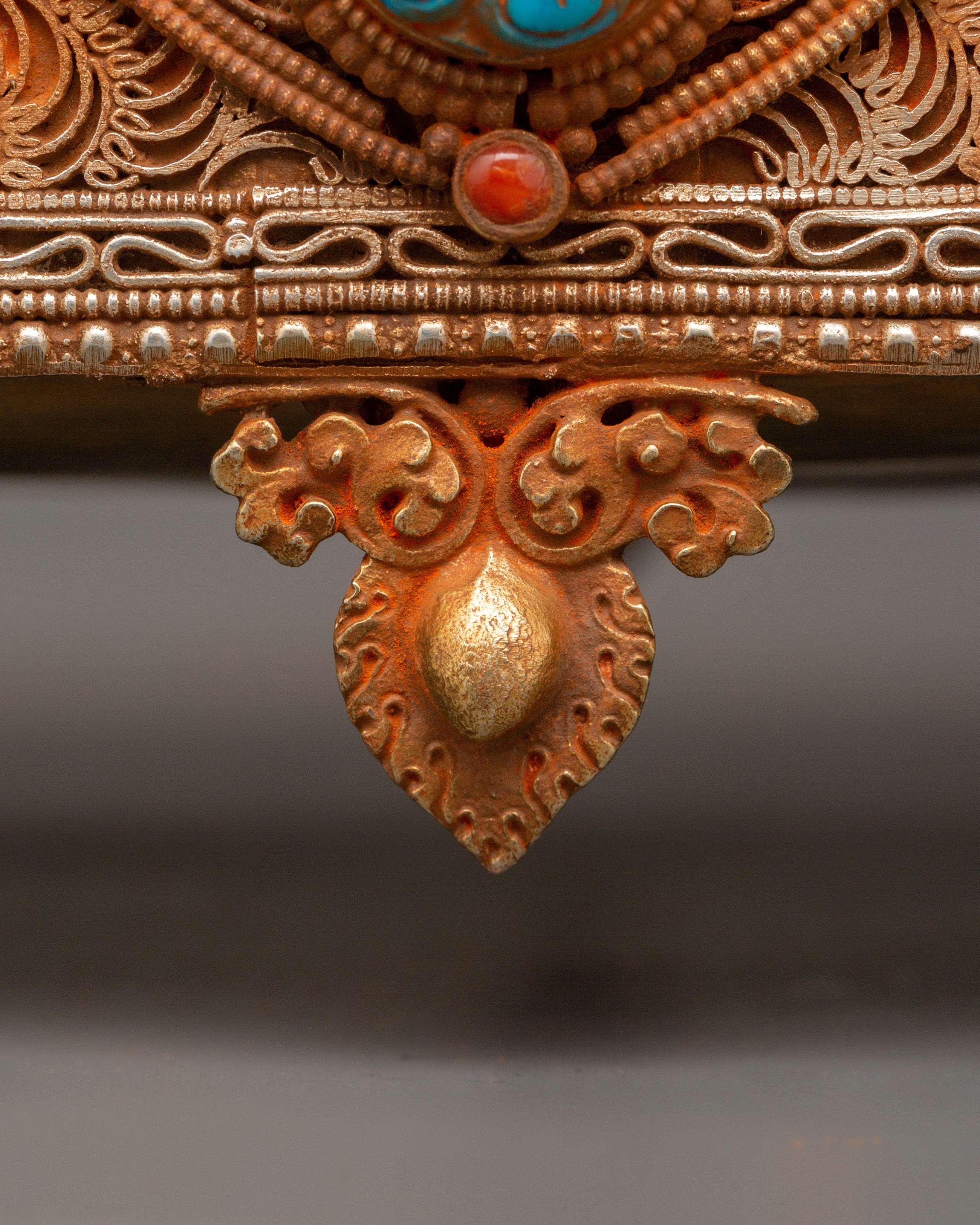 Tibetan Treasure Box with Turquoise and Coral | Buddhist Decor
