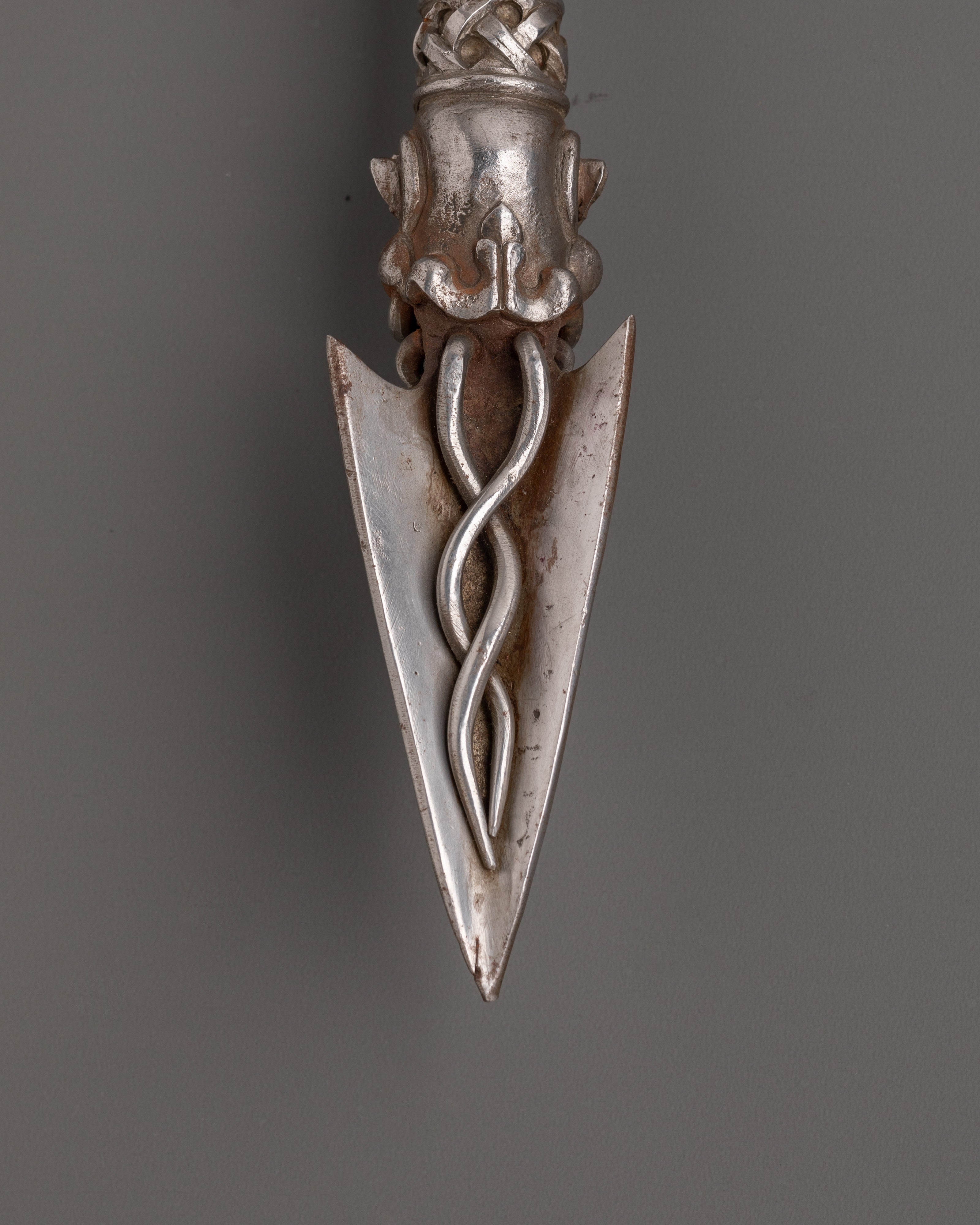 Three-Faced Iron Phurba Dagger | Vajrakilaya Tantric Ritual Tool for Protection