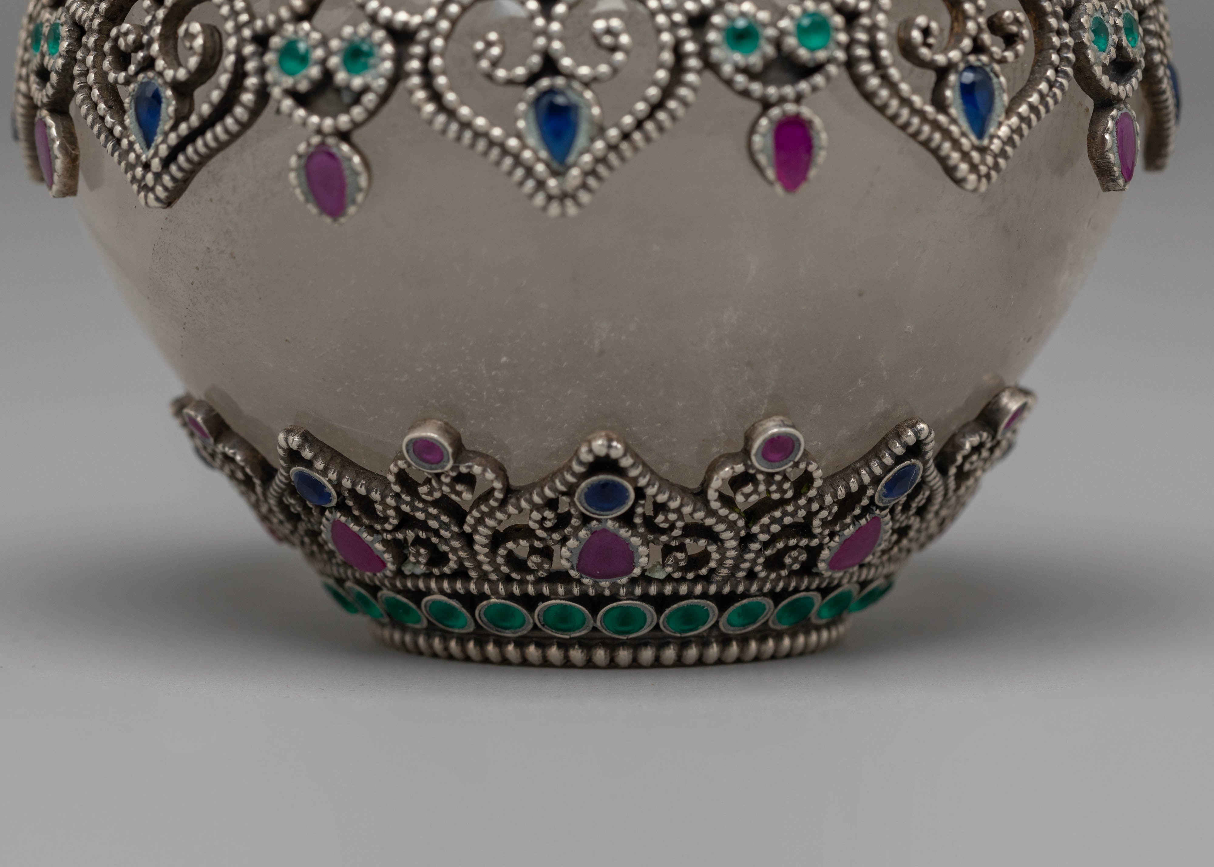 Spiritual Tibetan Dhupur Rice Pot | Sacred Silver Offering Vessel